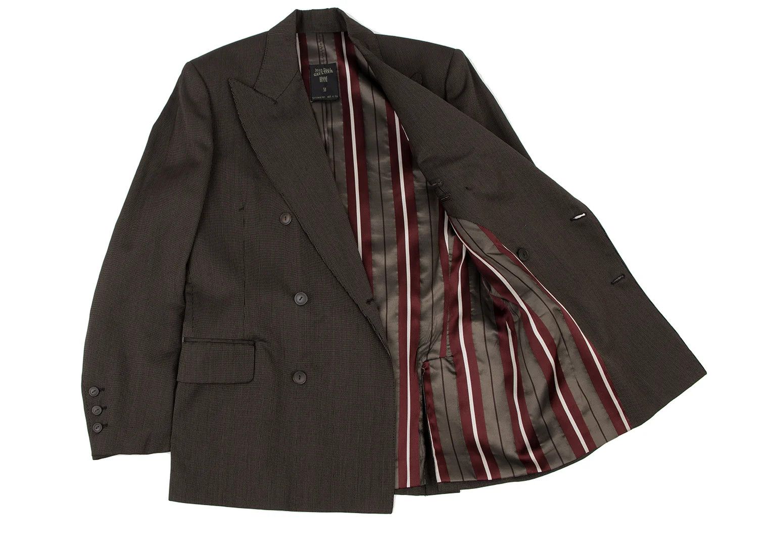 Jean Paul Gaultier Pinstripe Double Jacket in Black Brown, Size 50 Size US M / EU 48-50 / 2 - 13 Thumbnail