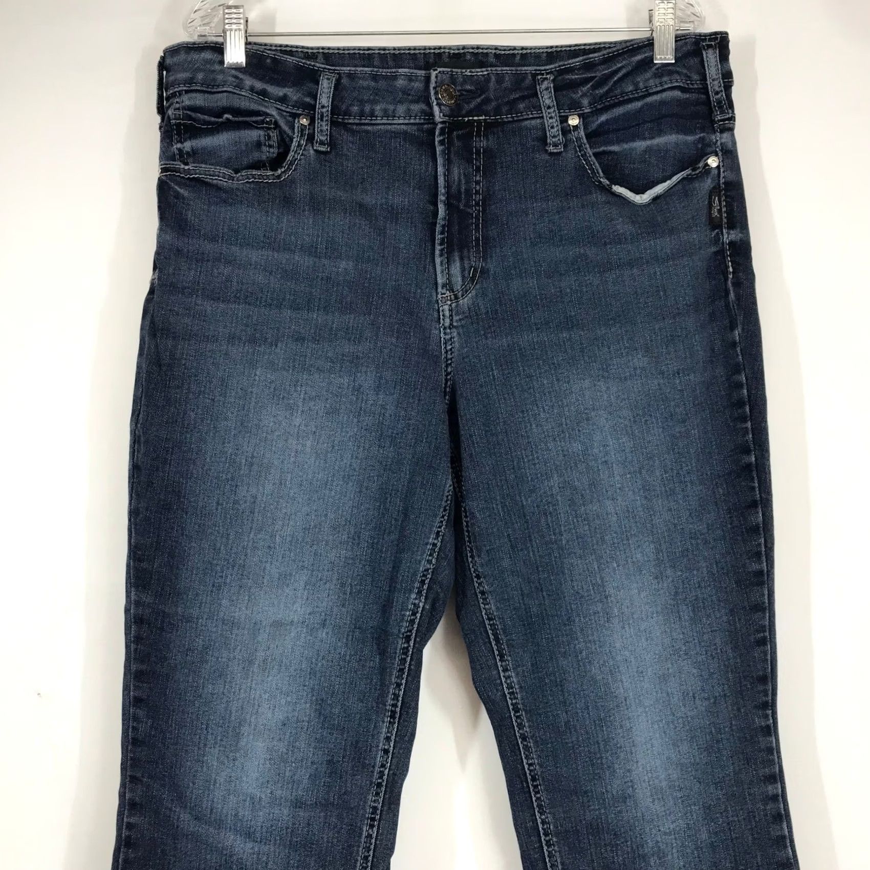 Silver Jeans Co. VINTAGE? No Silver Jeans Co Women Dark Wash Tapered Leg Stretch Denim Blue Jeans Size 24" / US 00 / IT 34 - 2 Thumbnail