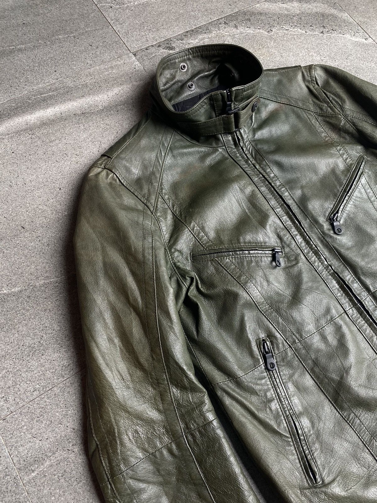 Schlussel Schlüssel Olive Green Leather Jacket Size US M / EU 48-50 / 2 - 5 Thumbnail