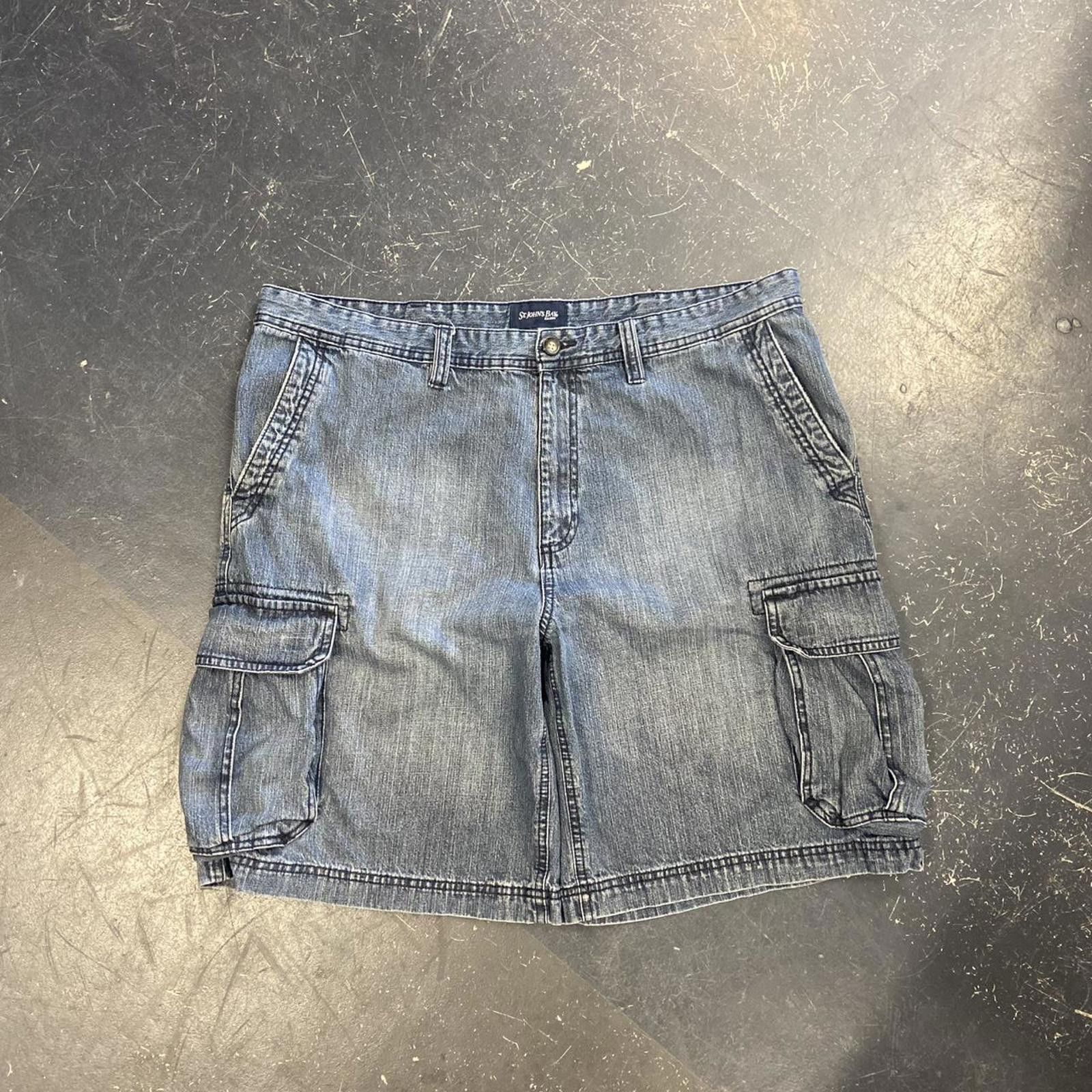 St. Johns Bay × Vintage Vintage 90s Baggy Dark Wash St Johns Bay Cargo Jorts Size US 40 / EU 56 - 2 Thumbnail