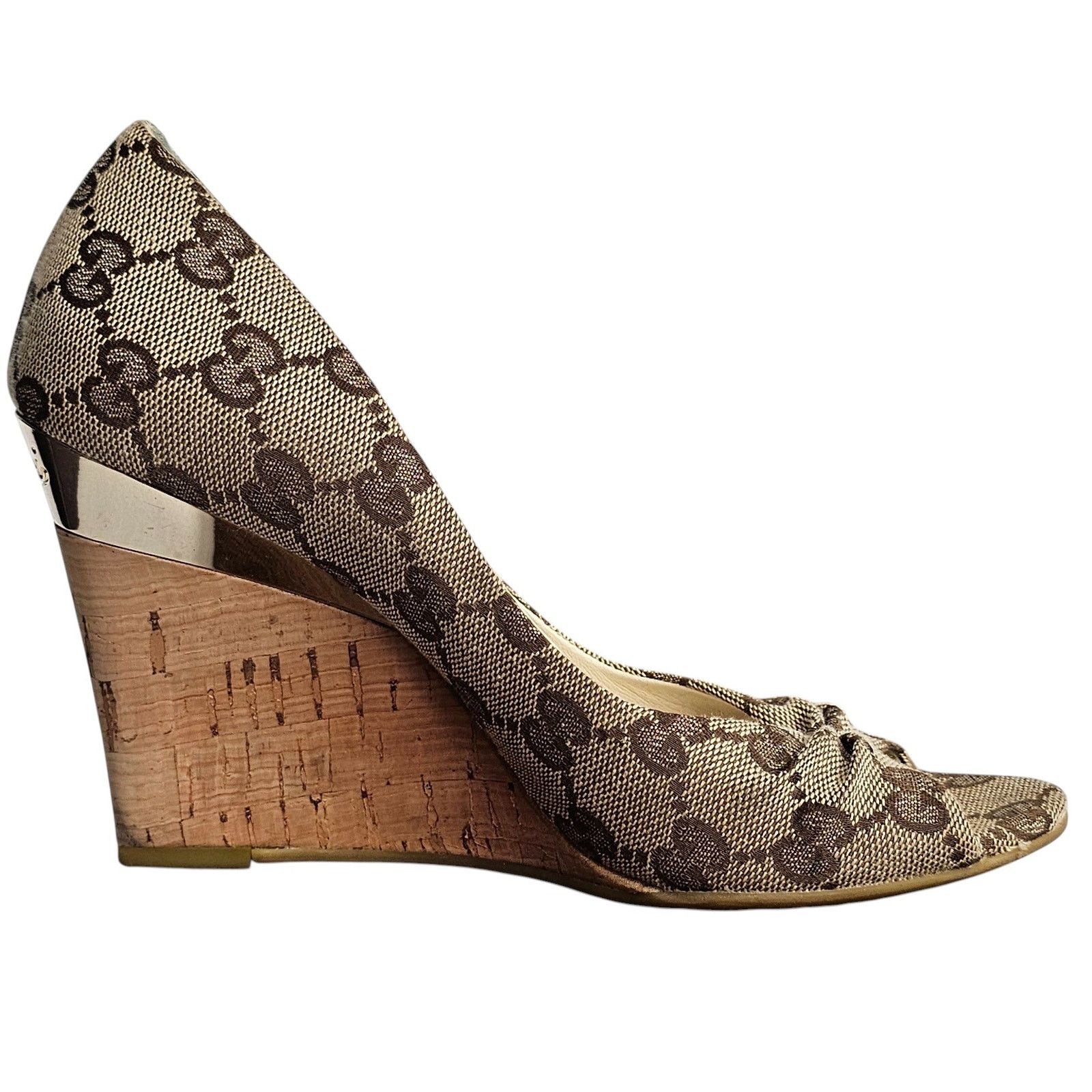 Gucci Gucci GG canvas peep-toe Cyprus cork wedge Size 5B Size US 5 / IT 35 - 6 Thumbnail