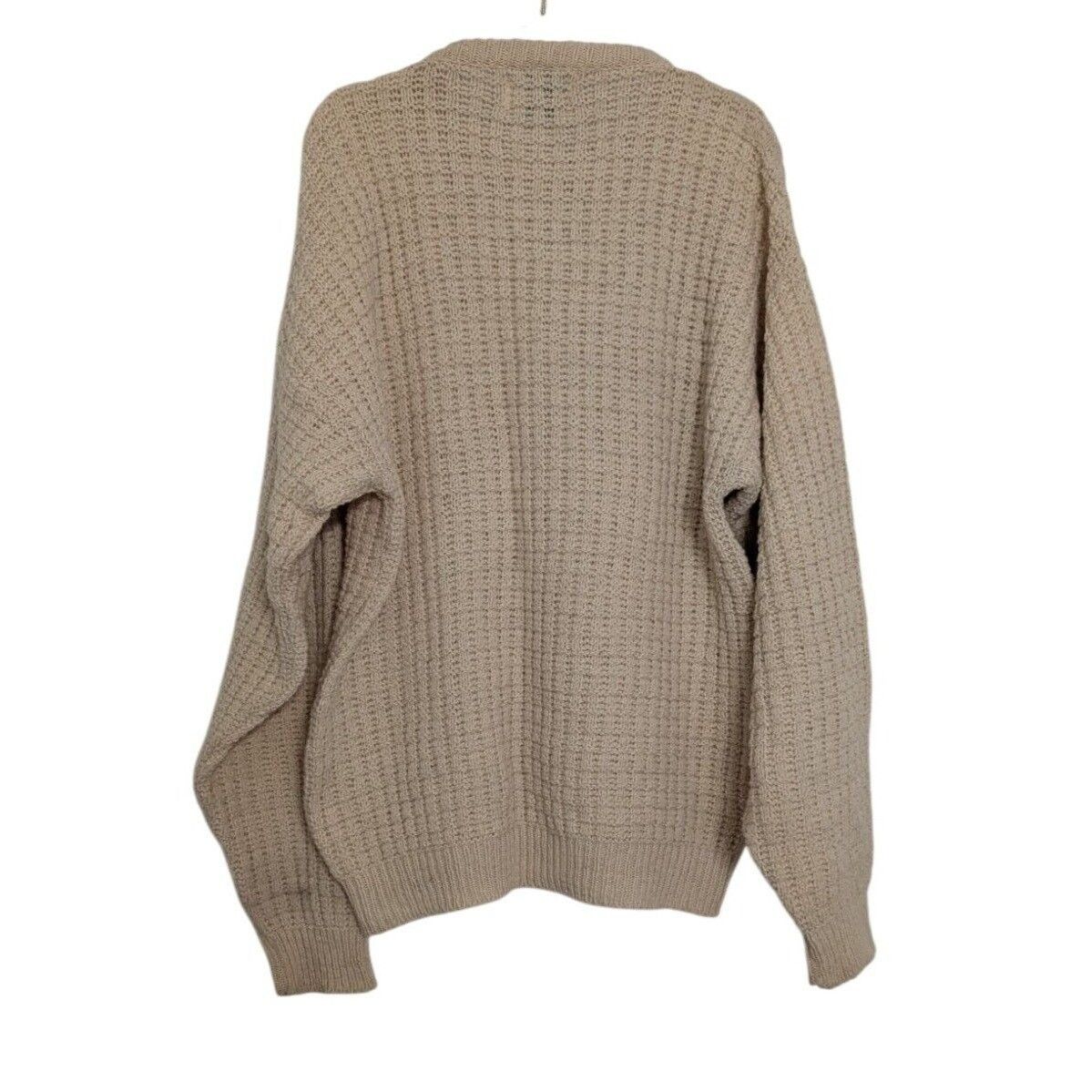 Designer Vintage Fisherman Sweater Mens Large Cream Wool Blend Long Size US L / EU 52-54 / 3 - 6 Thumbnail