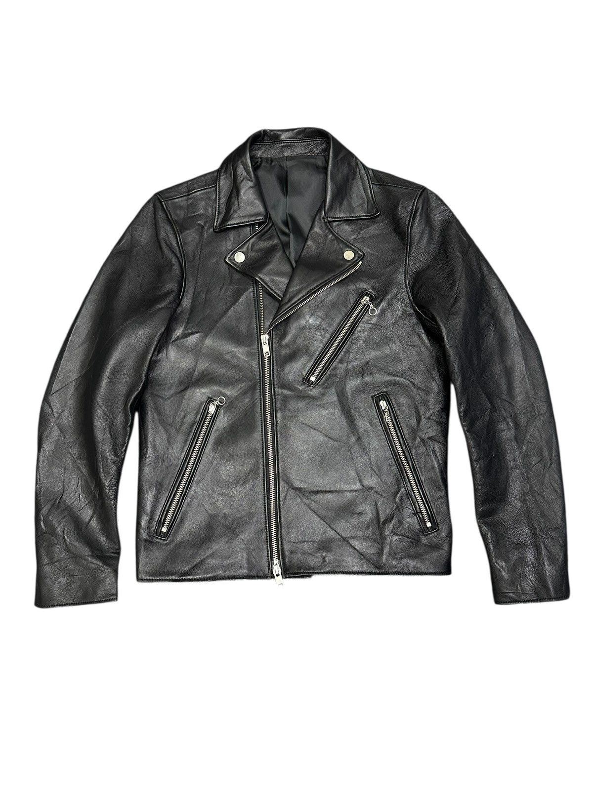 LIDNM Double Collar Leather Jacket