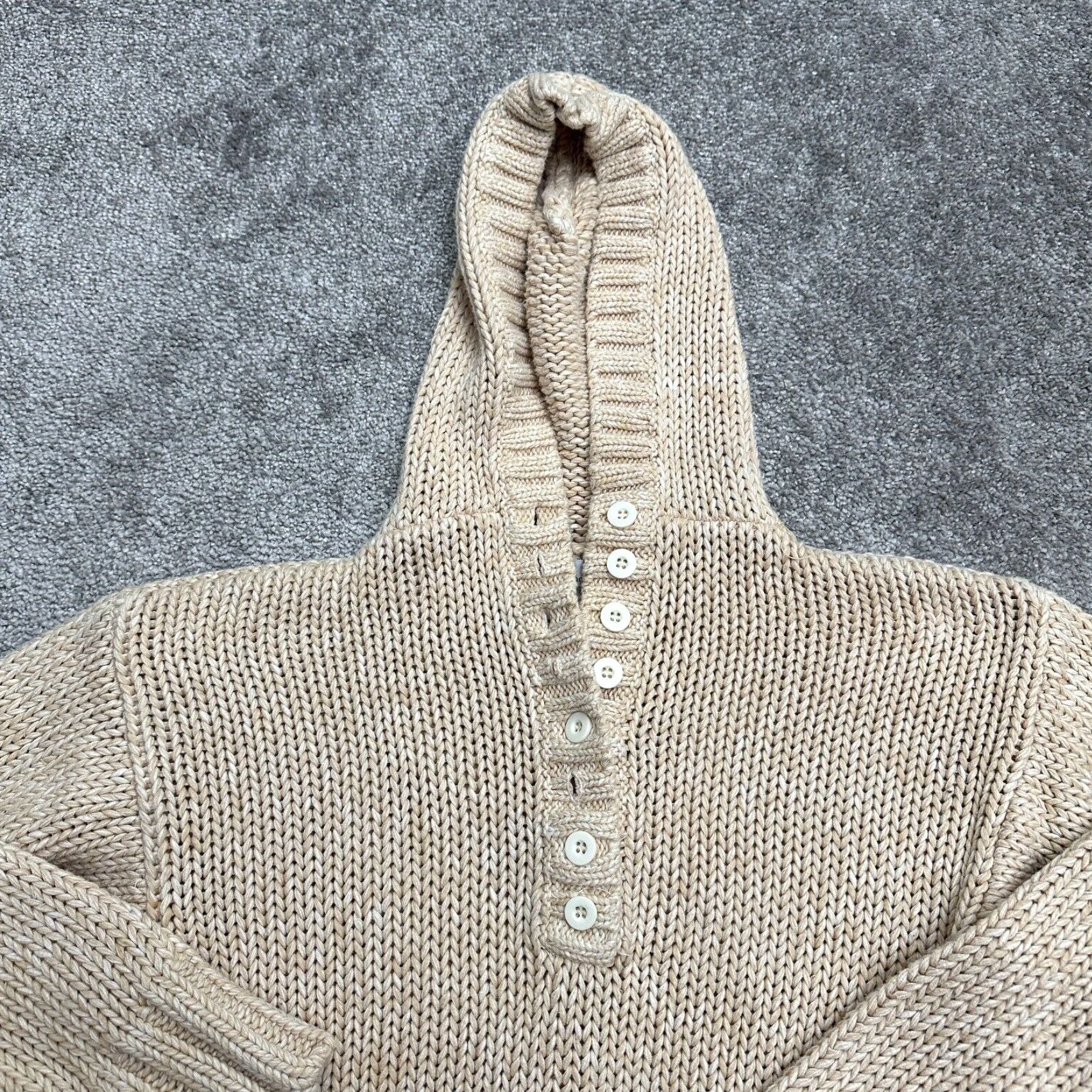 Soft Surroundings Soft Surroundings Hoodie Women Small Beige Knit Cropped Pullover Crochet Solid Designer Classic Size S / US 4 / IT 40 - 3 Thumbnail