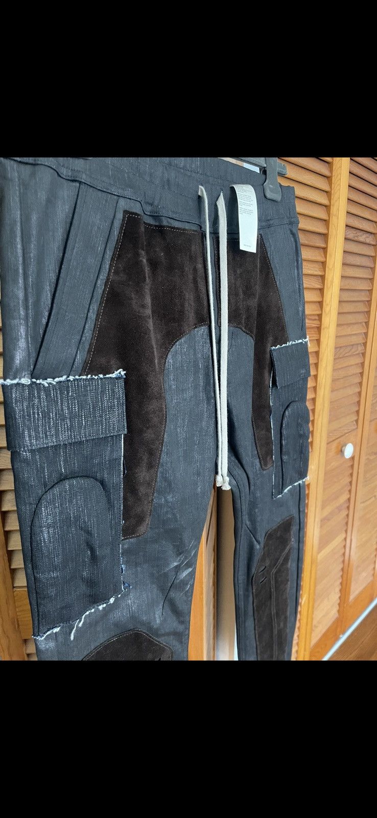 Rick Owens Rick Owens Larry Suede Patch Jogger Black Wax Stretch Denim Size US 36 / EU 52 - 3 Thumbnail