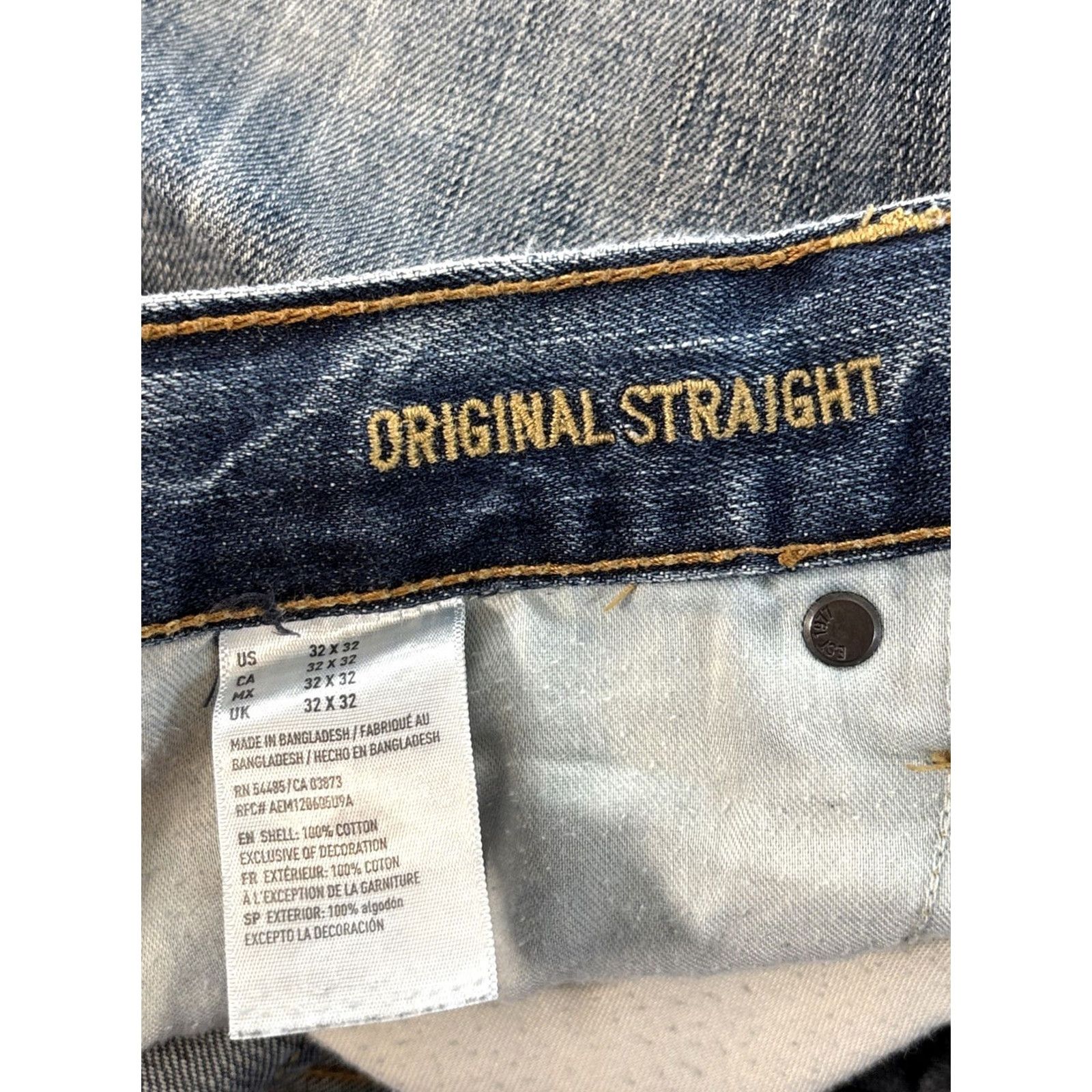 American Eagle Outfitters Vintage American Eagle Jeans Mens 32x30 Jeans Distressed 90s Grunge Hip Hop Baggy Straight Denim Blue MTM Wear Size US 32 / EU 48 - 6 Thumbnail