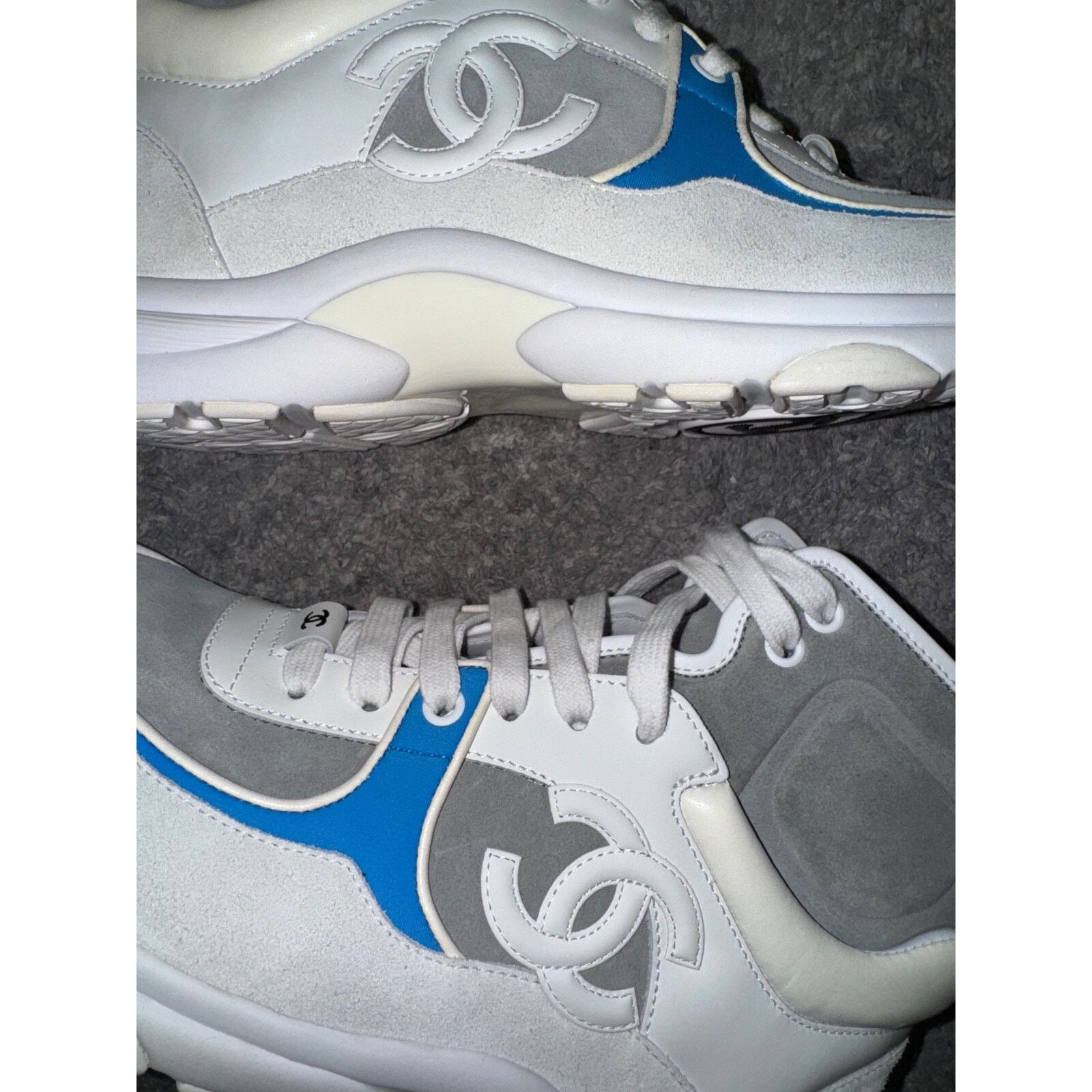 Chanel 18P CC Logo Lace Up Tie Flat Trainer High Top Sneaker 38 Size US 8 / IT 38 - 10 Thumbnail