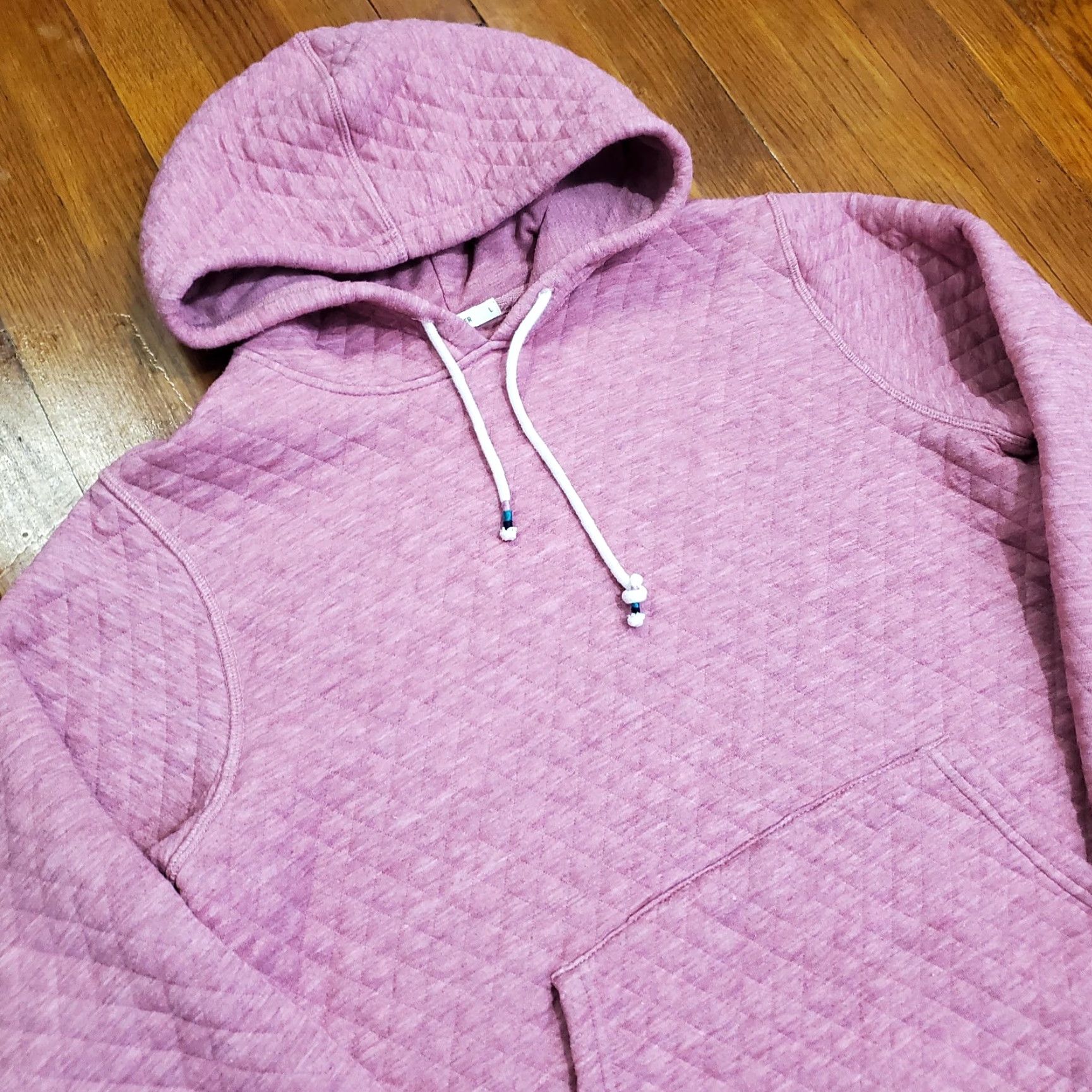 Marine Layer Marine Layer Hoodie Sweatshirt Womens L Pink Quilted Beaded Geometric Pocket Crew Neck Hooded Pullover Knit Size L / US 10 / IT 46 - 4 Thumbnail
