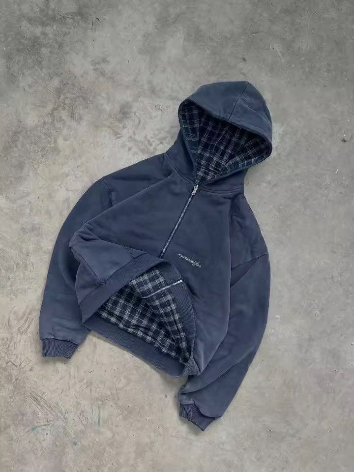 Japanese Brand Retro Reversible Plaid Fashion Zipper Hoodie Size US M / EU 48-50 / 2 - 1 Thumbnail