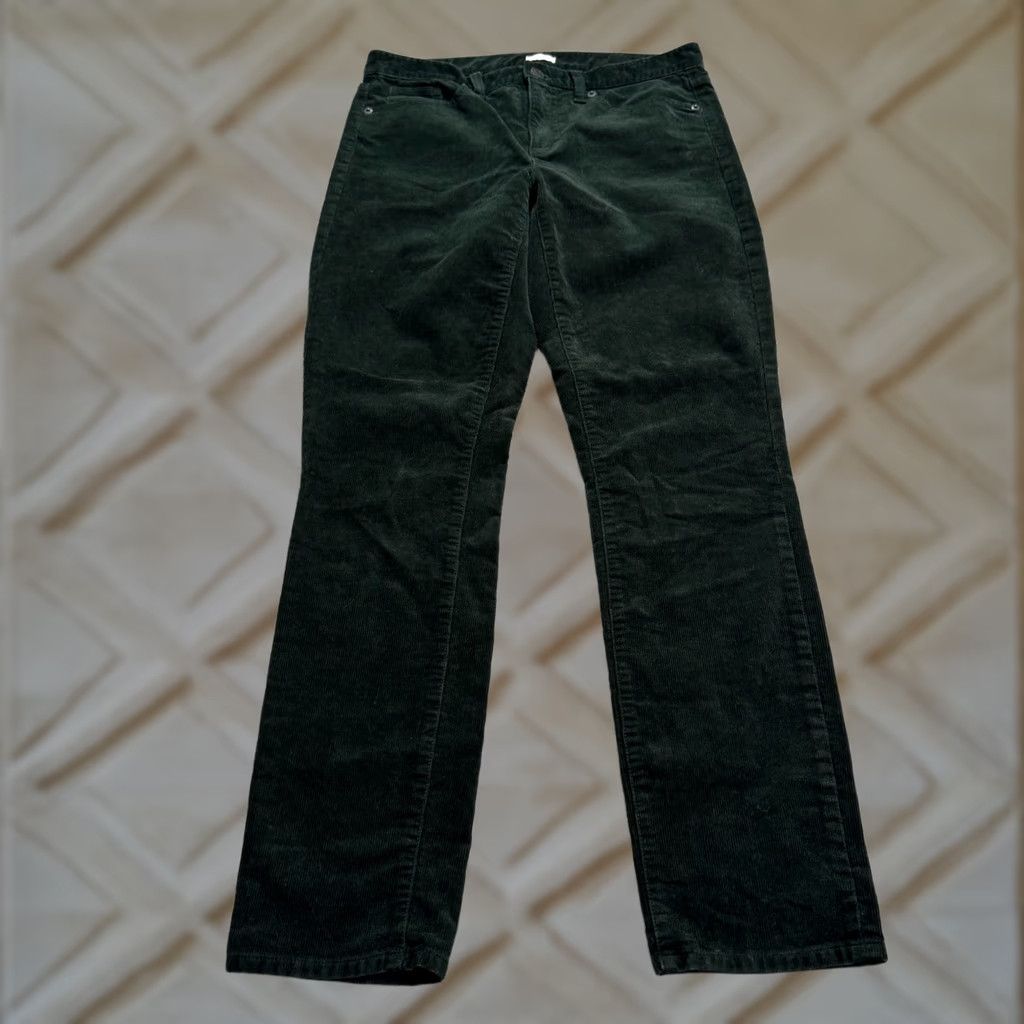 Vintage J.Crew Toothpick Skinny Stretch Corduroy Pants Womens 29 Dark Green High Rise Size 28" / US 6 / IT 42 - 1 Thumbnail