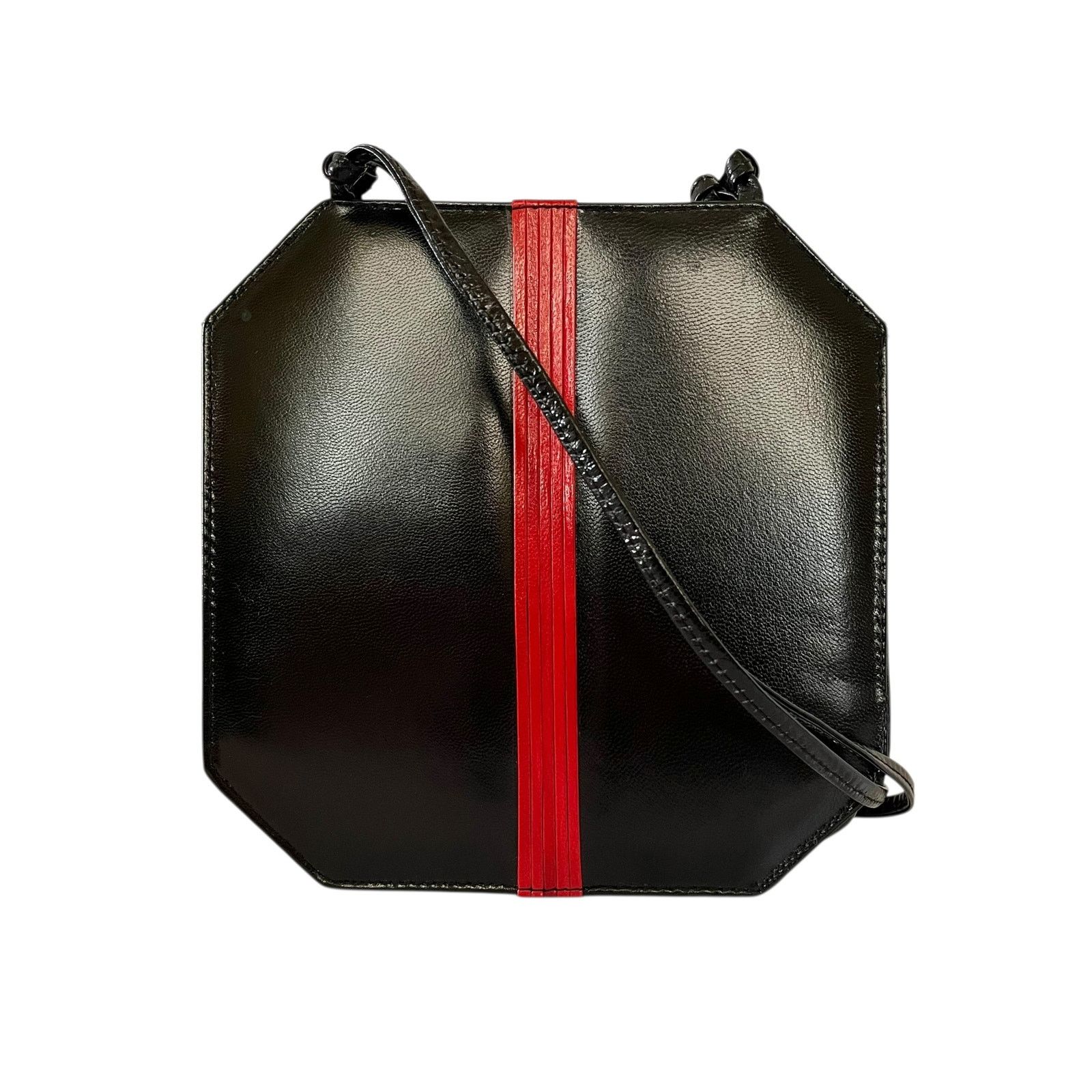 Vintage 1960s Susan Gail Bellido Mod Black Leather Red Stripe Bag Size ONE SIZE - 1 Thumbnail