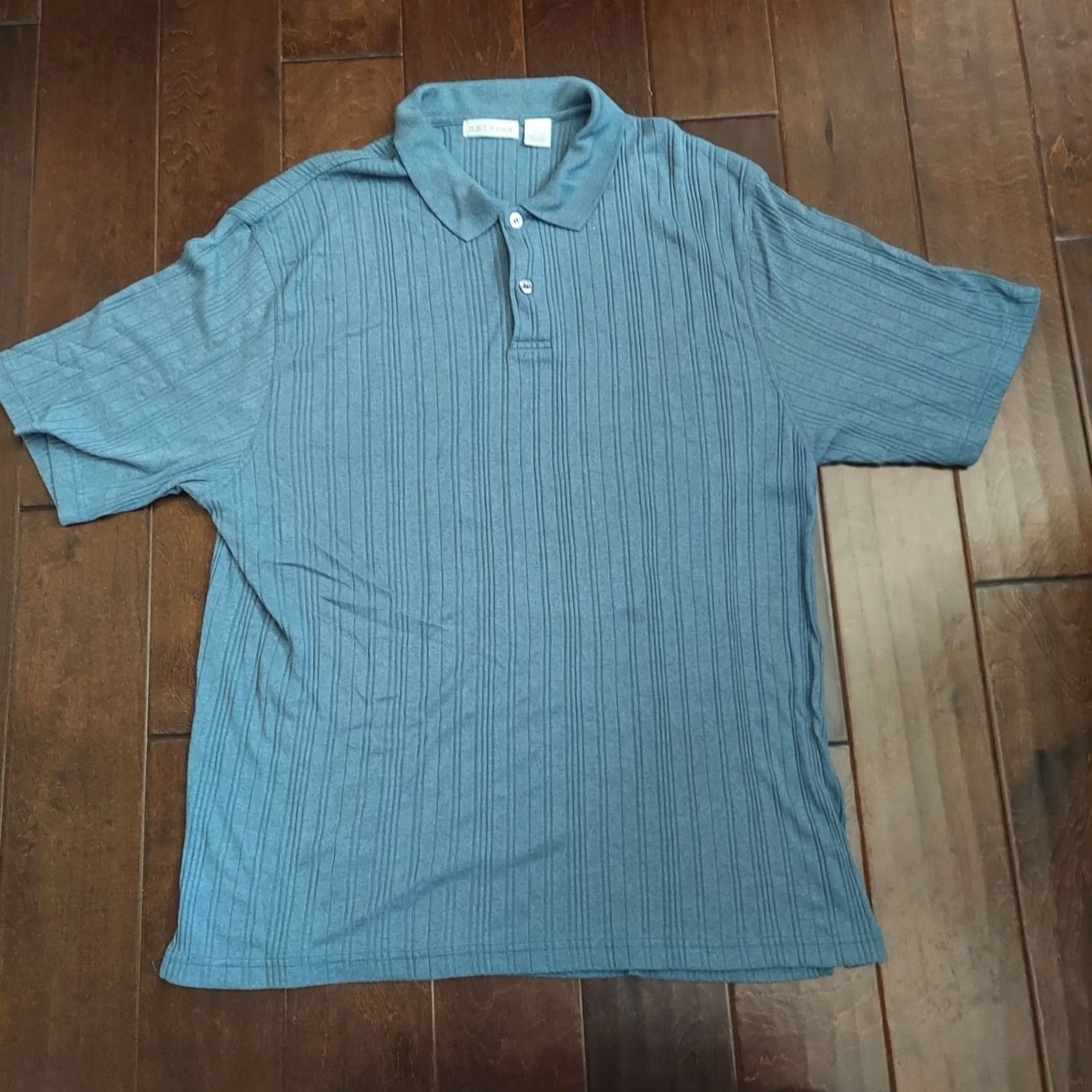Vintage Methode Polo Shirt - Shirt - Men - 2XL - Blue - Short Sleeve - Button - Collared - Ribbed - Polyester Rayon - Classic, Golf - All Seasons - Easy Care Size US XXL / EU 58 / 5 - 2 Thumbnail