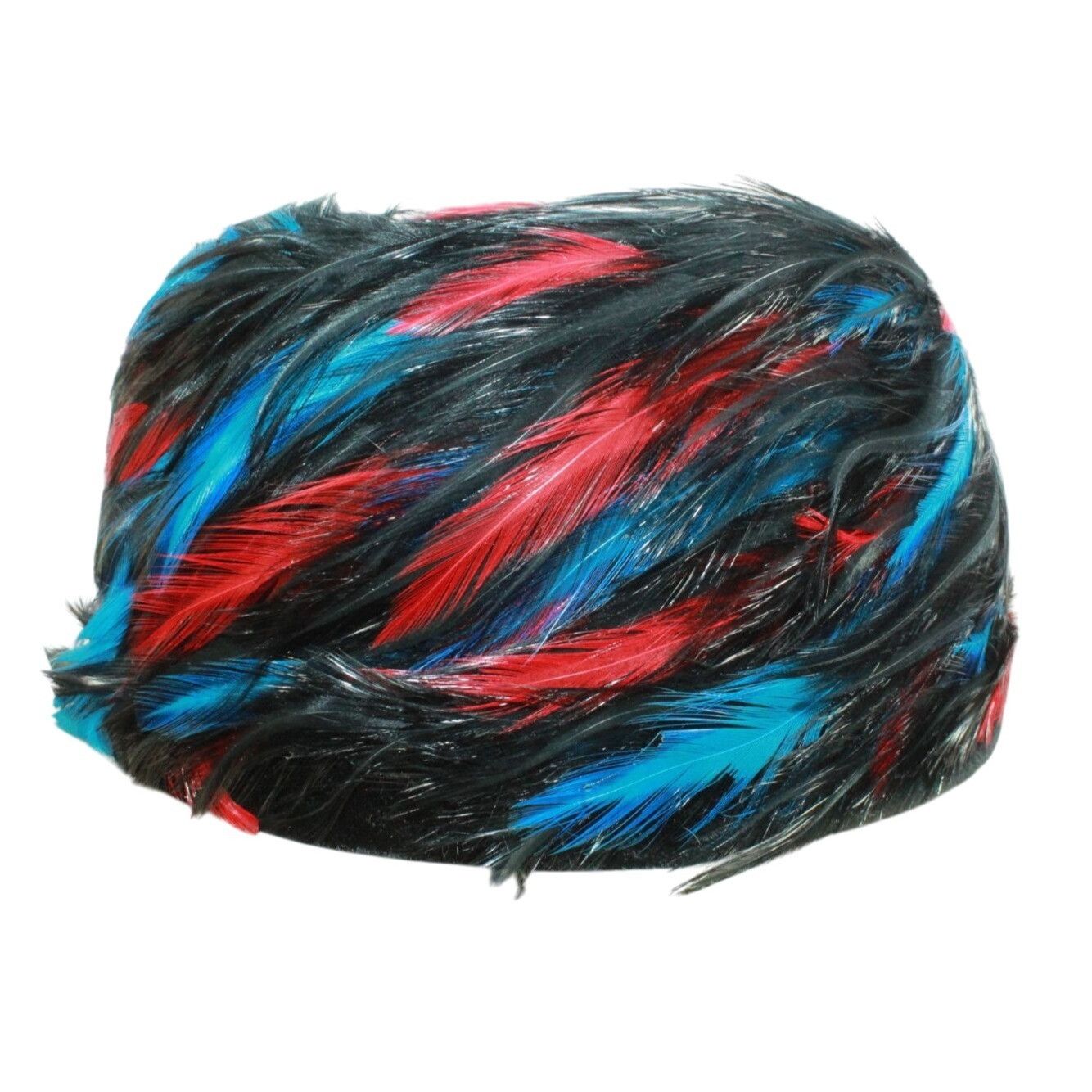 Other × Vintage Vintage Black Wool Beret w/ Red & Blue Feather Detail Size ONE SIZE - 1 Thumbnail