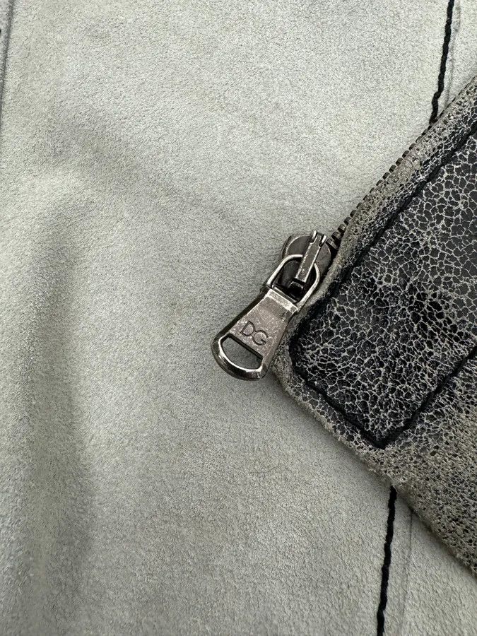 Dolce & Gabbana 1990s Dolce & Gabbana Grey Eroded Grained Leather Jacket Size US M / EU 48-50 / 2 - 11 Thumbnail
