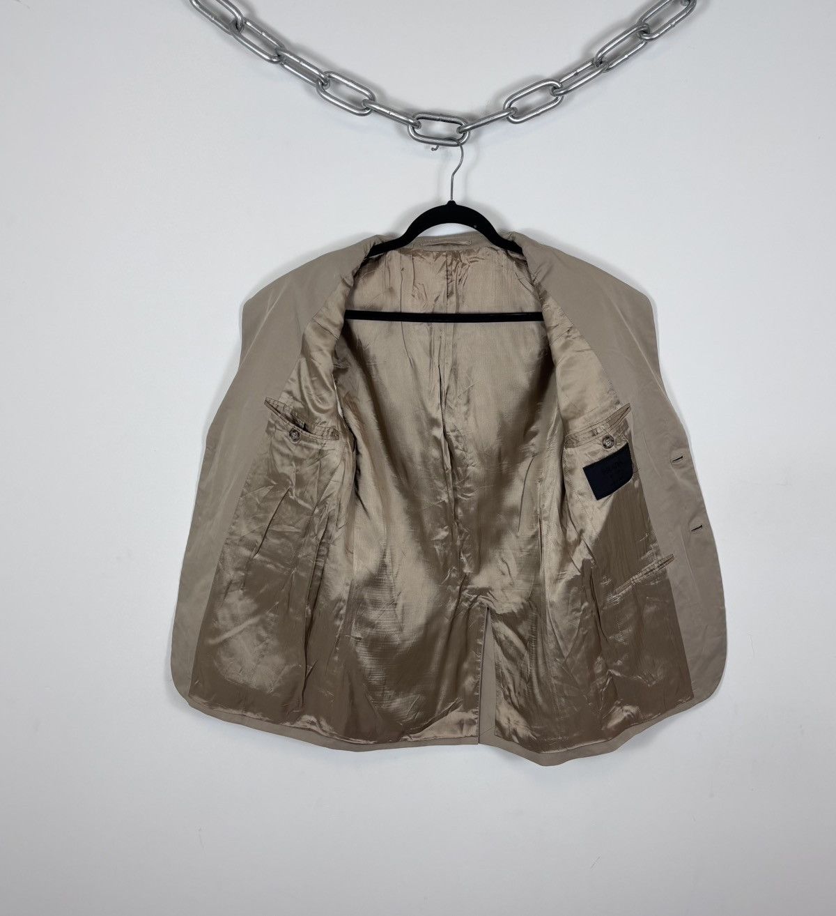 Prada Prada Men’s Beige Brown Cotton Blazer Jacket 2-Buttons Size 34R - 17 Thumbnail