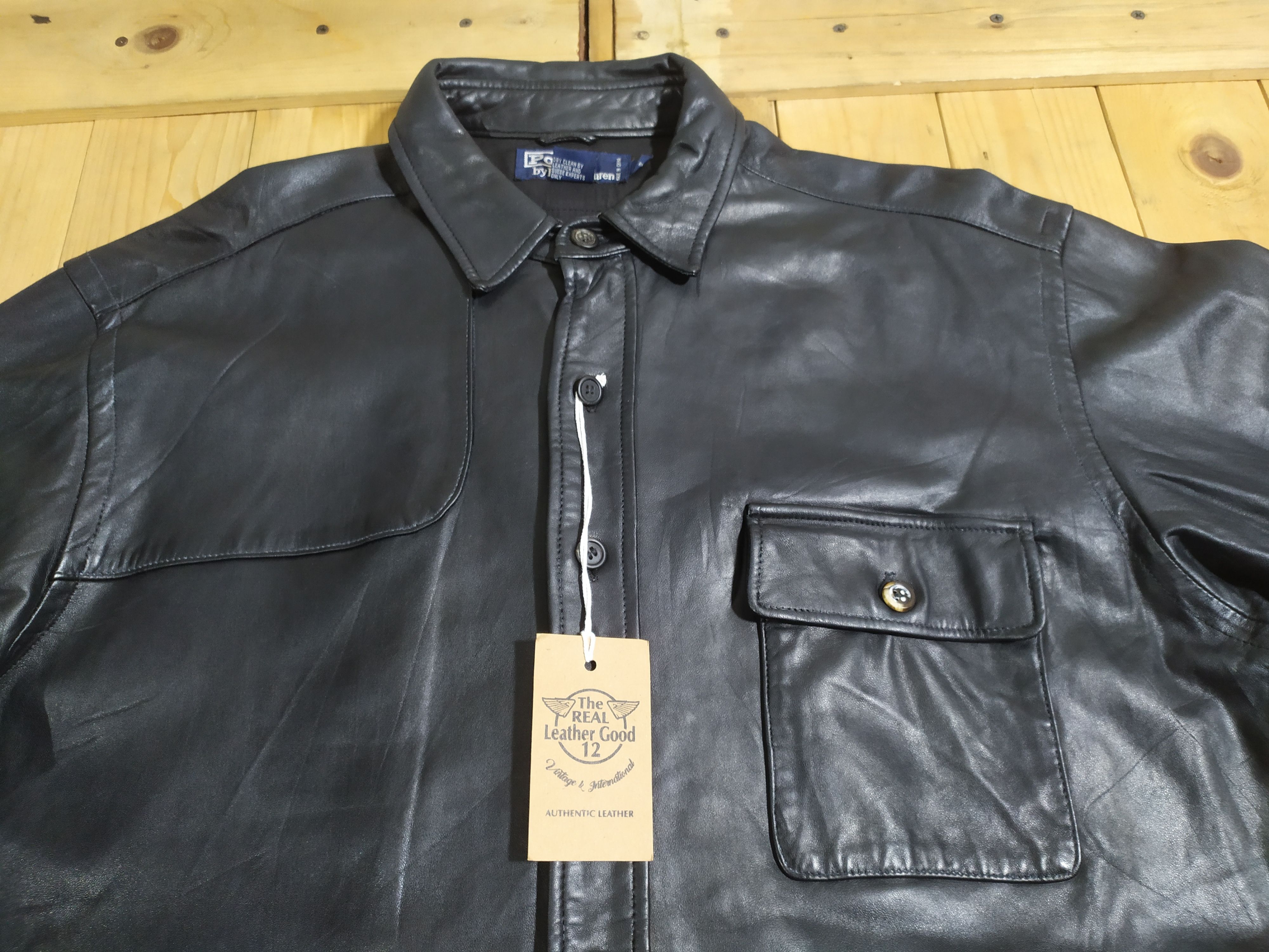 Polo Ralph Lauren × RRL Ralph Lauren POLO RALPH LAUREN LEATHER BLACK SHIRT JACKET Size US L / EU 52-54 / 3 - 3 Thumbnail