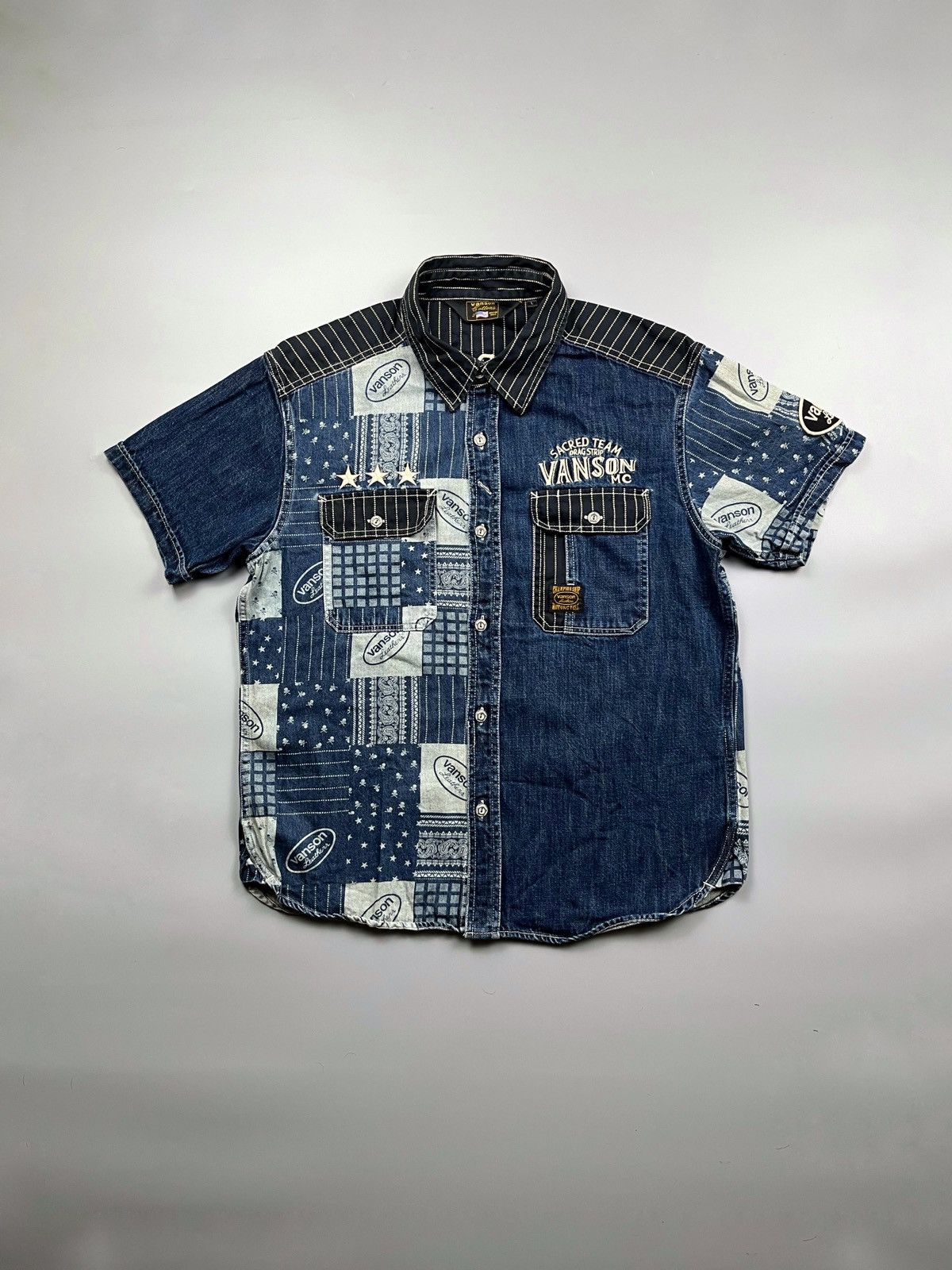 Vanson Leathers Vanson - Short Sleeve Denim - Embroidery Size US M / EU 48-50 / 2 - 1 Thumbnail