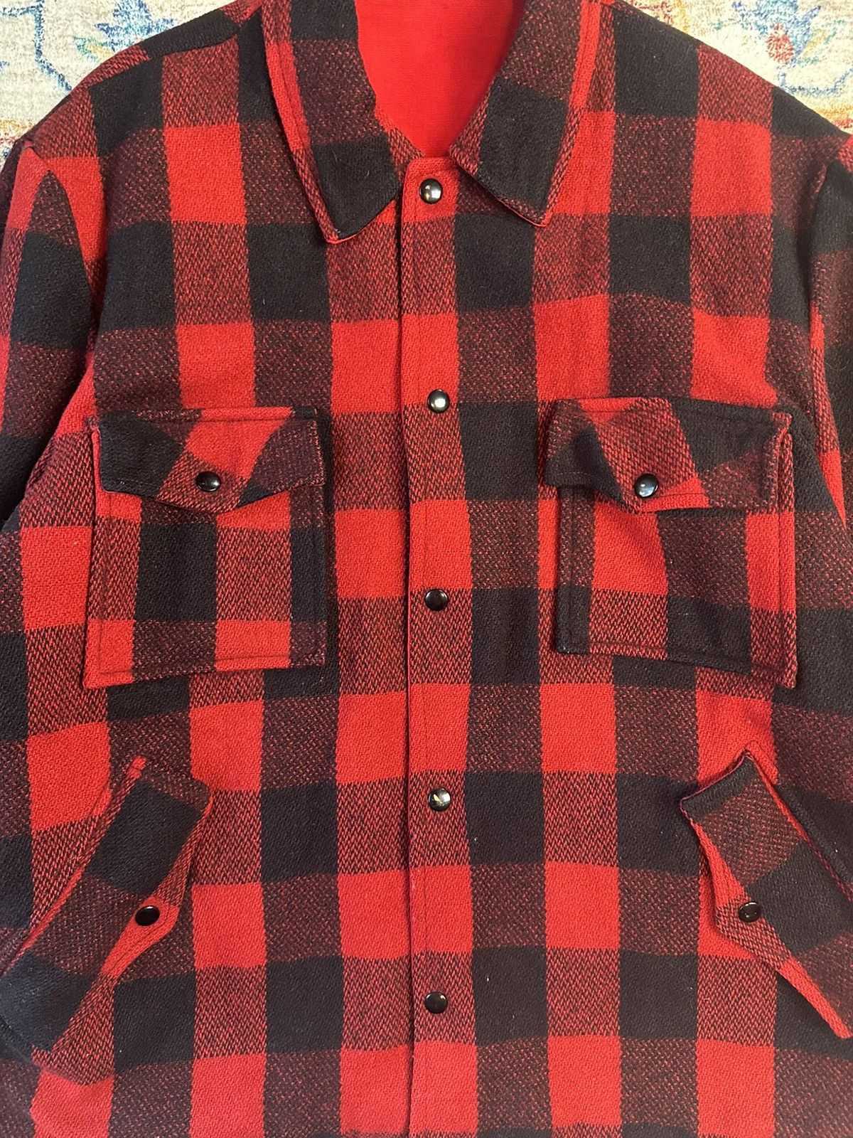 Vintage Vintage 1970s Red Buffalo Plaid Reversible Hunting Jacket Size US L / EU 52-54 / 3 - 4 Thumbnail