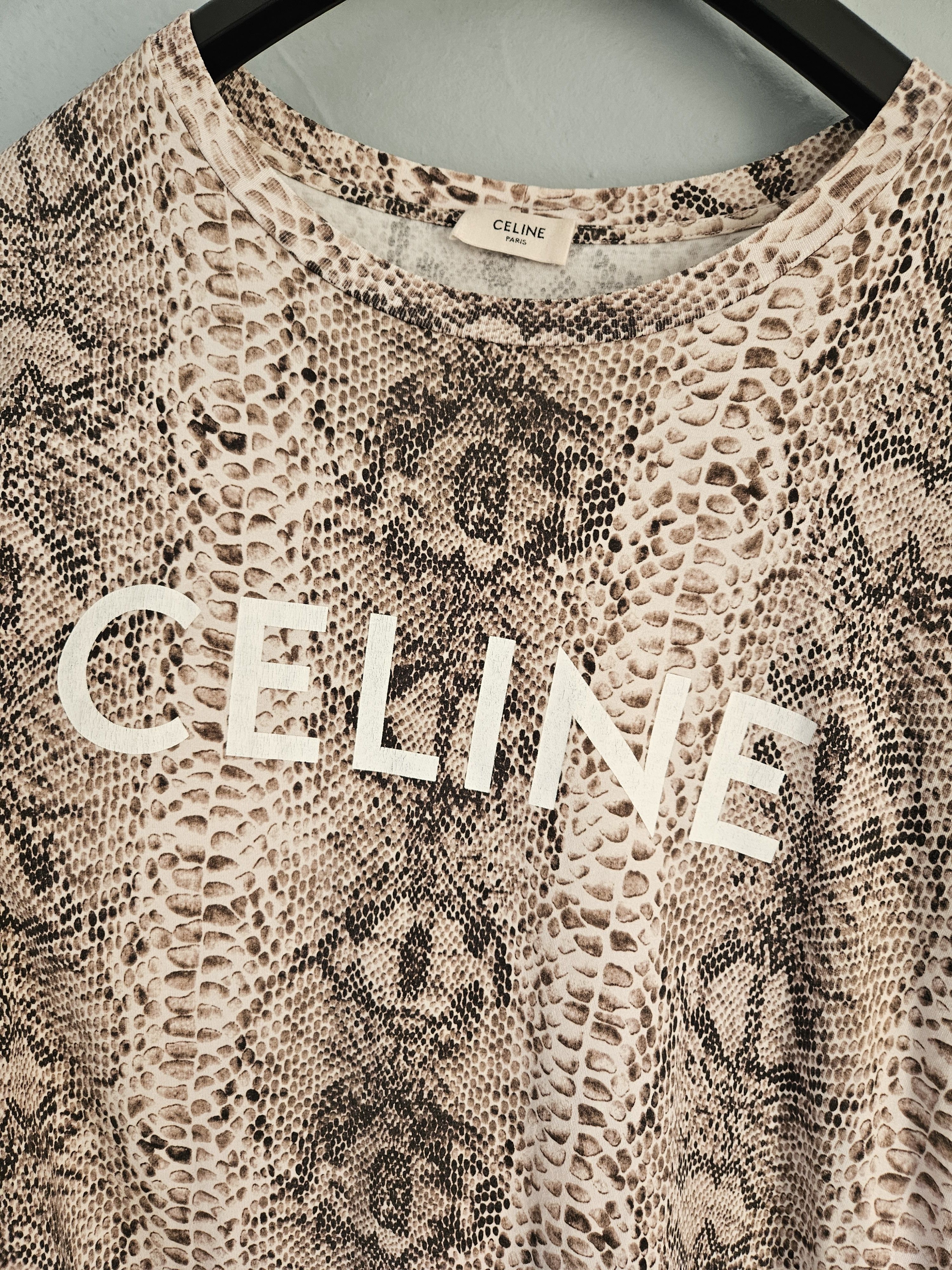 Celine SS22 Hedi Slimane Python Serpent Print T Shirt Size US S / EU 44-46 / 1 - 2 Thumbnail