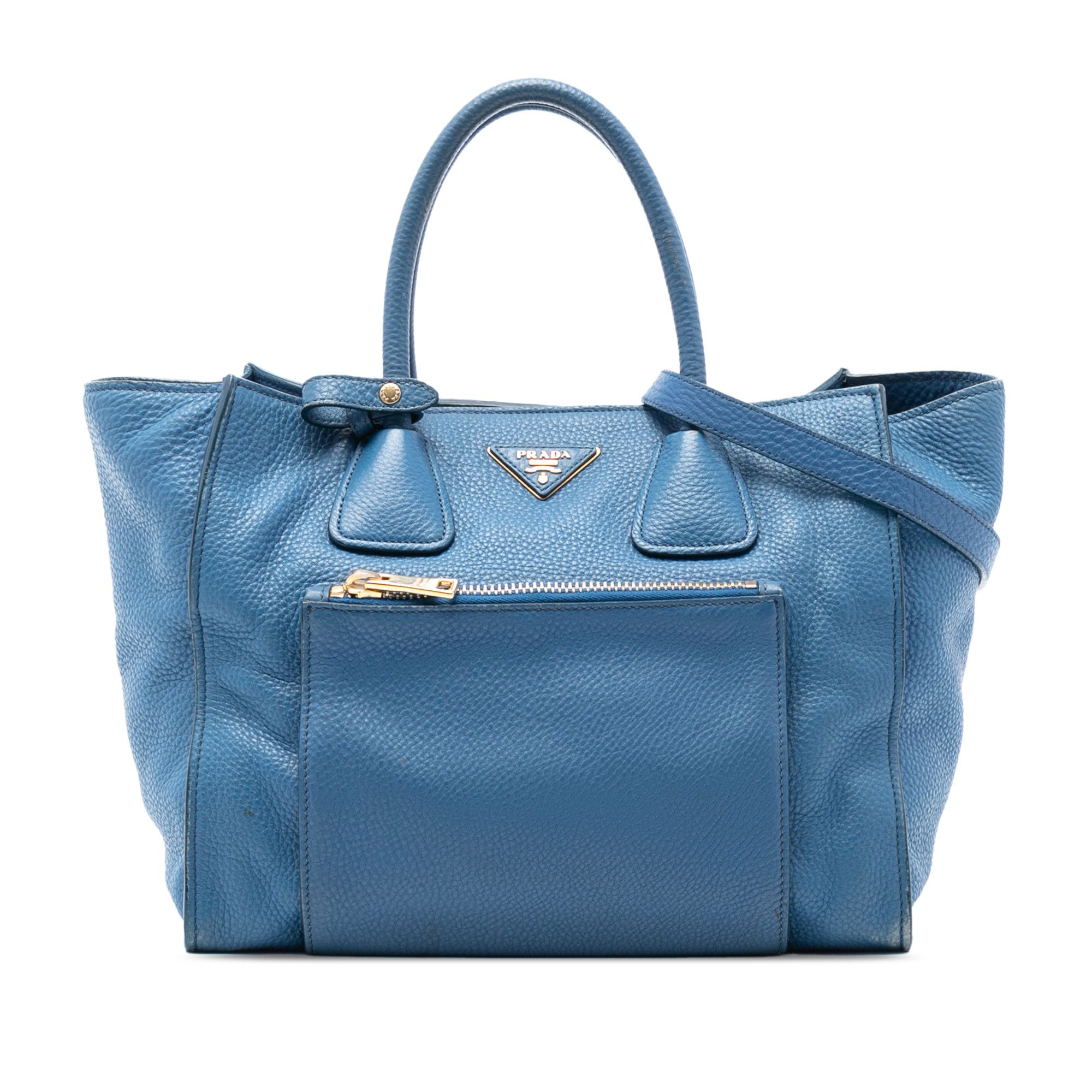 Prada Vitello Daino Front Pocket Open Convertible Tote