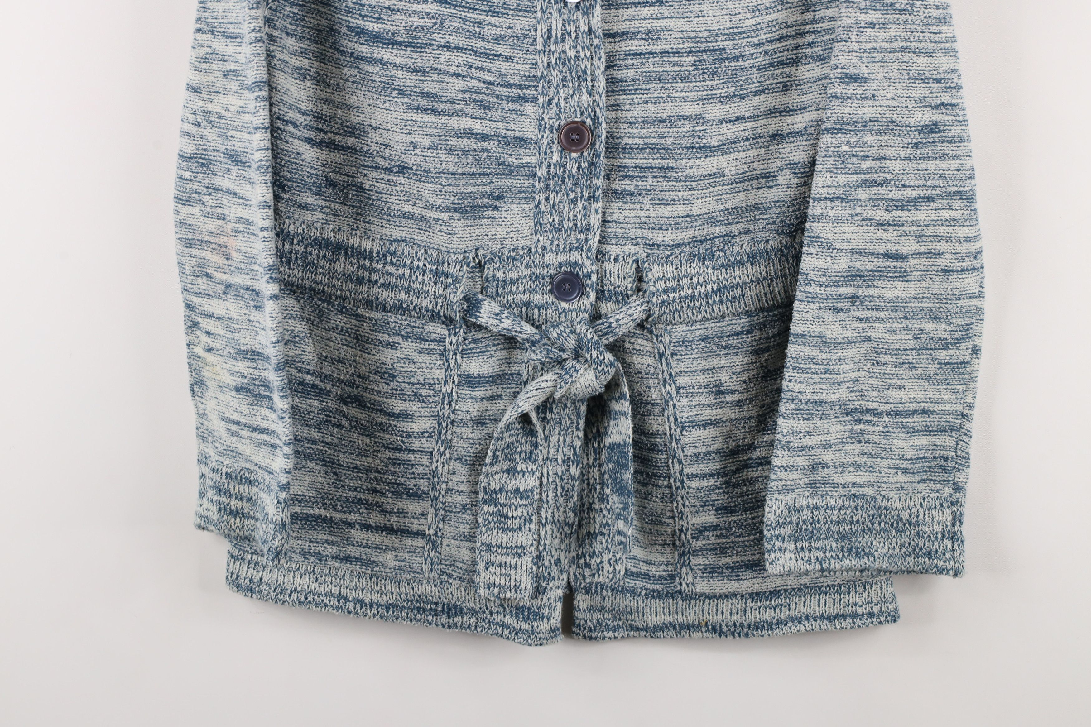 Vintage Vintage 70s Streetwear Knit Collared Cardigan Sweater Blue Size L / US 10 / IT 46 - 3 Thumbnail