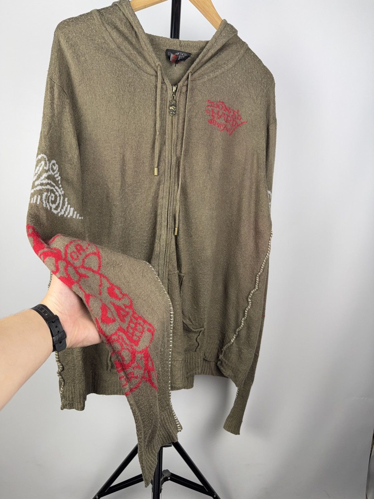 Ed Hardy × Japanese Brand × Vintage 90s Vintage Ed Hardy knitted Zip Hoodie veryrare item Size US XL / EU 56 / 4 - 3 Thumbnail