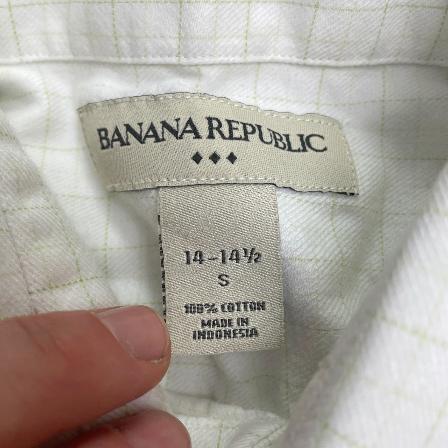 Banana Republic Banana Republic Shirt Mens Small White Check Button Down Workwear 14-14.5 Size 36R - 4 Thumbnail