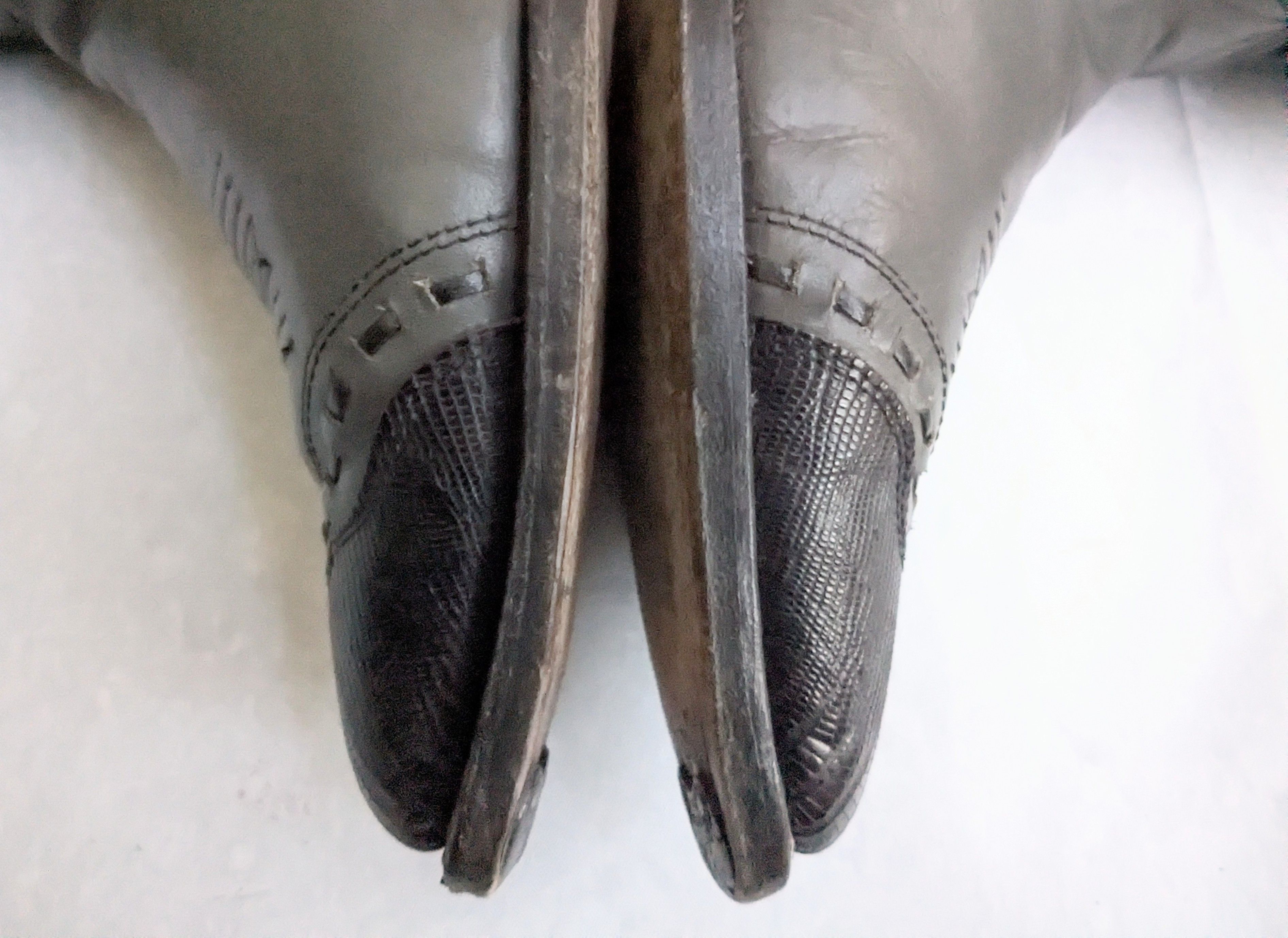 Genuine Leather Nocona Cowboy Boots Gray Black Leather 10.5 D USA Size US 10.5 / EU 43-44 - 9 Thumbnail