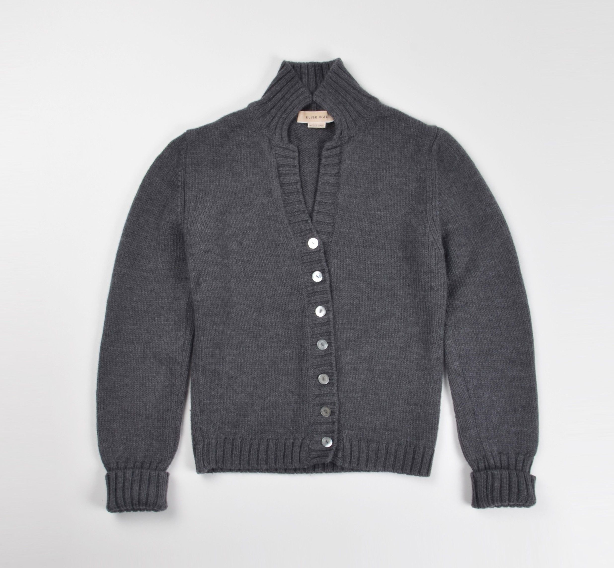 Other Elise Gug Lana Wool V-Neck Grey Knit Cardigan Size M / US 6-8 / IT 42-44 - 4 Thumbnail