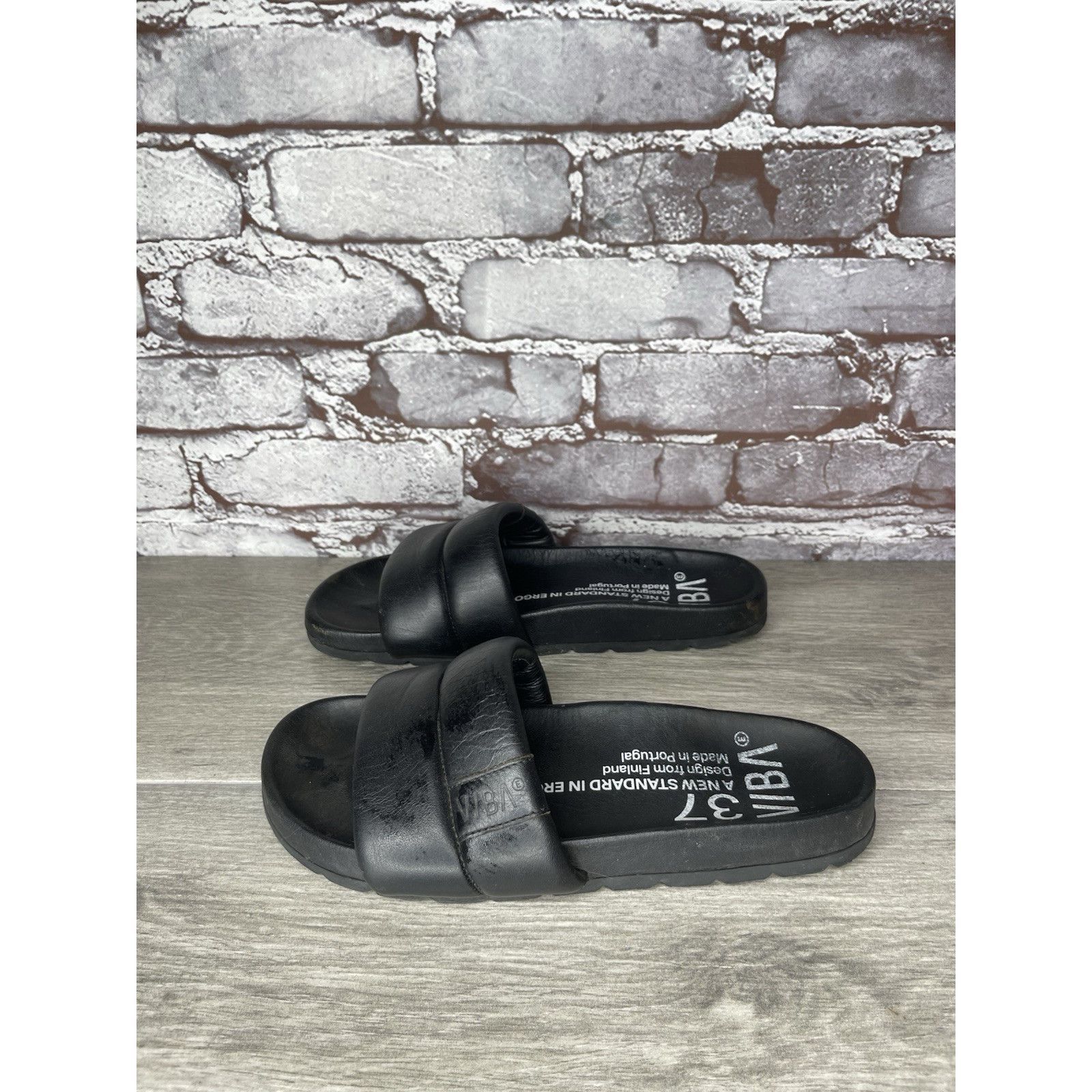 Other VIBA Porto Preto Black Leather Portugal Slides Sandals Women Size US 6.5 / IT 36.5 - 17 Thumbnail