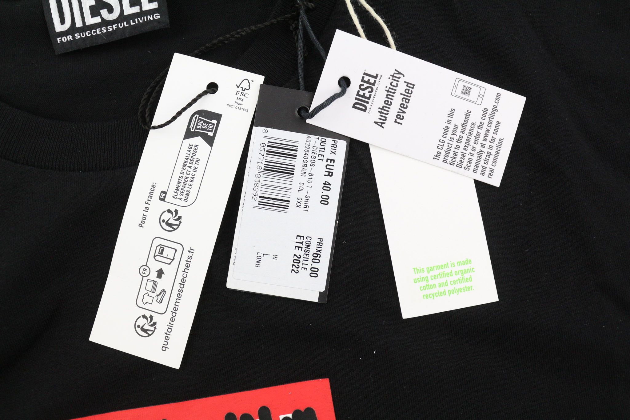 Diesel T-DIEGOS-B10 L Black Crew Collar Logo Tricot T-Shirt 40338 Size US L / EU 52-54 / 3 - 9 Thumbnail