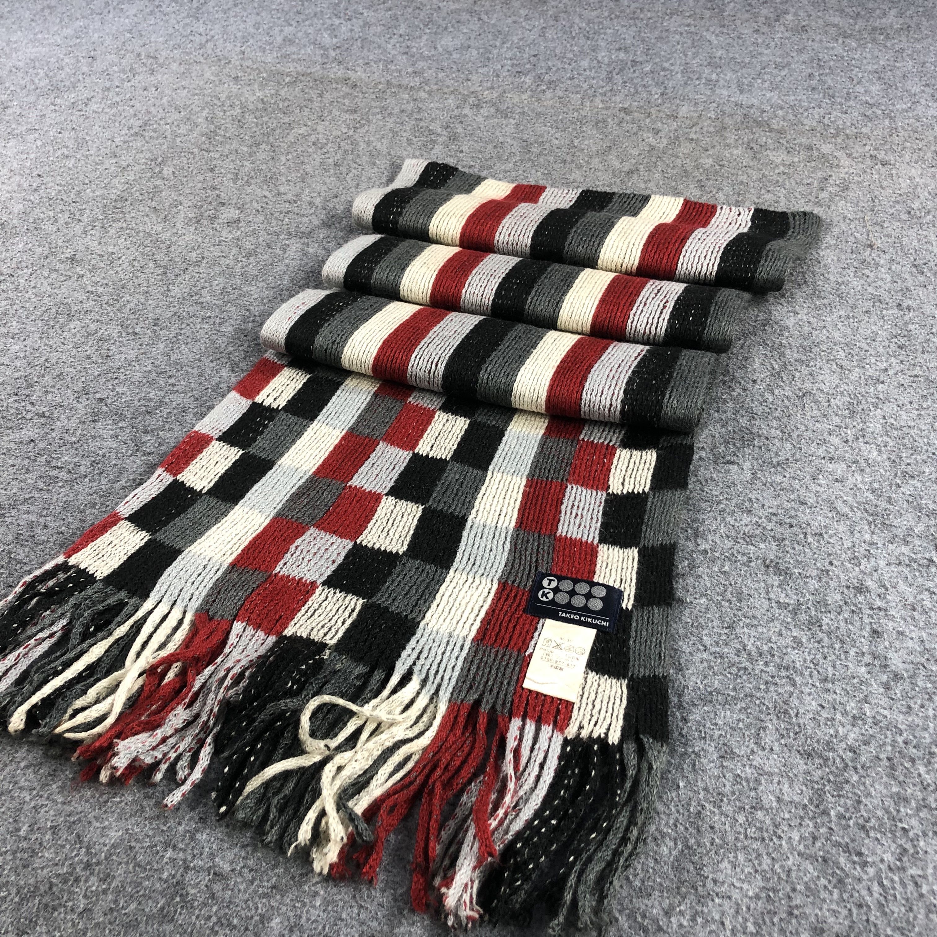 Takeo Kikuchi Takeo Kikuchi Stripes Wool Scarf Muffler V888 Size ONE SIZE - 3 Thumbnail