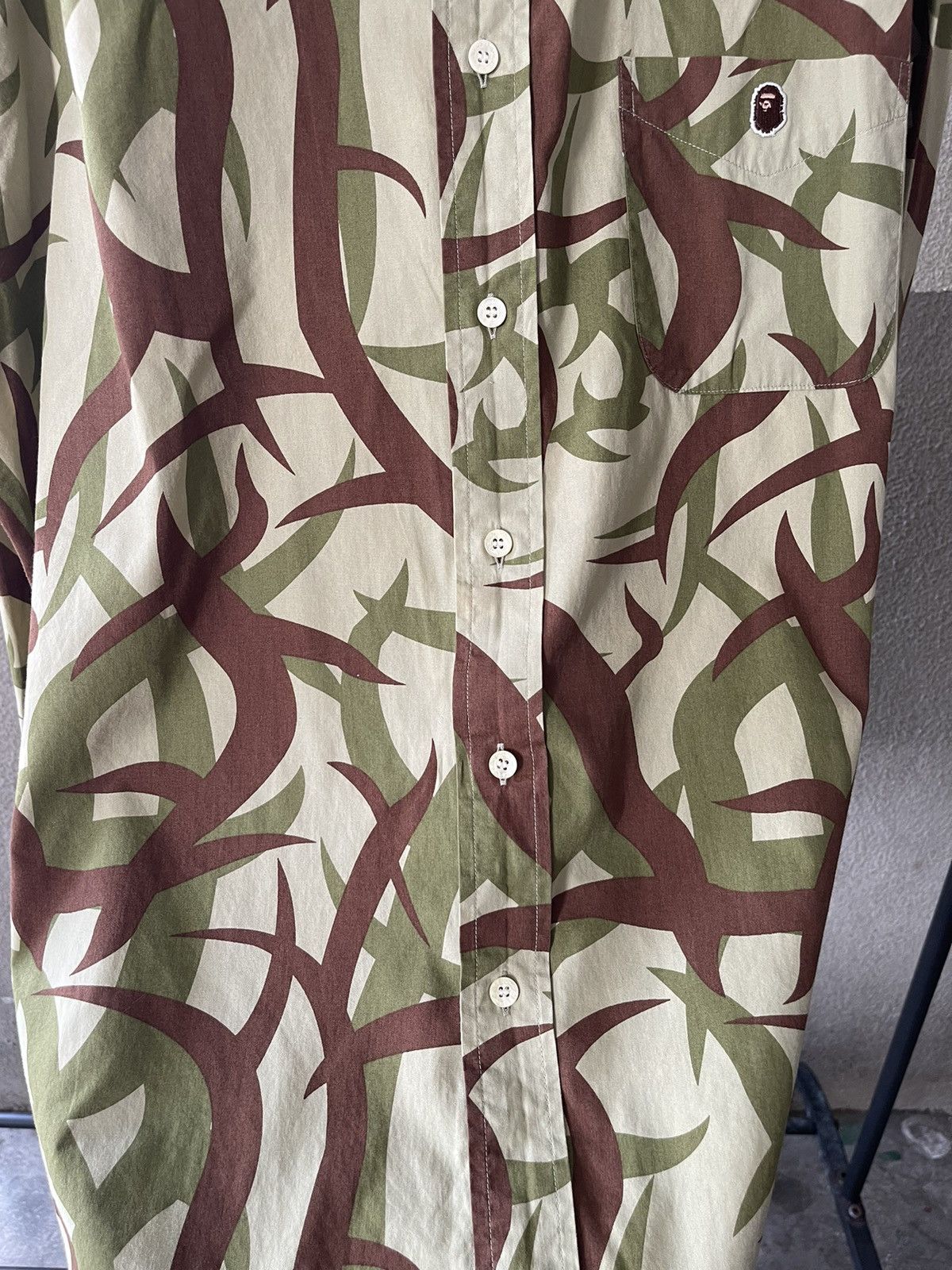 Bape OG Bape Tribal Camo Longsleeve Button Shirt Size US XL / EU 56 / 4 - 5 Thumbnail