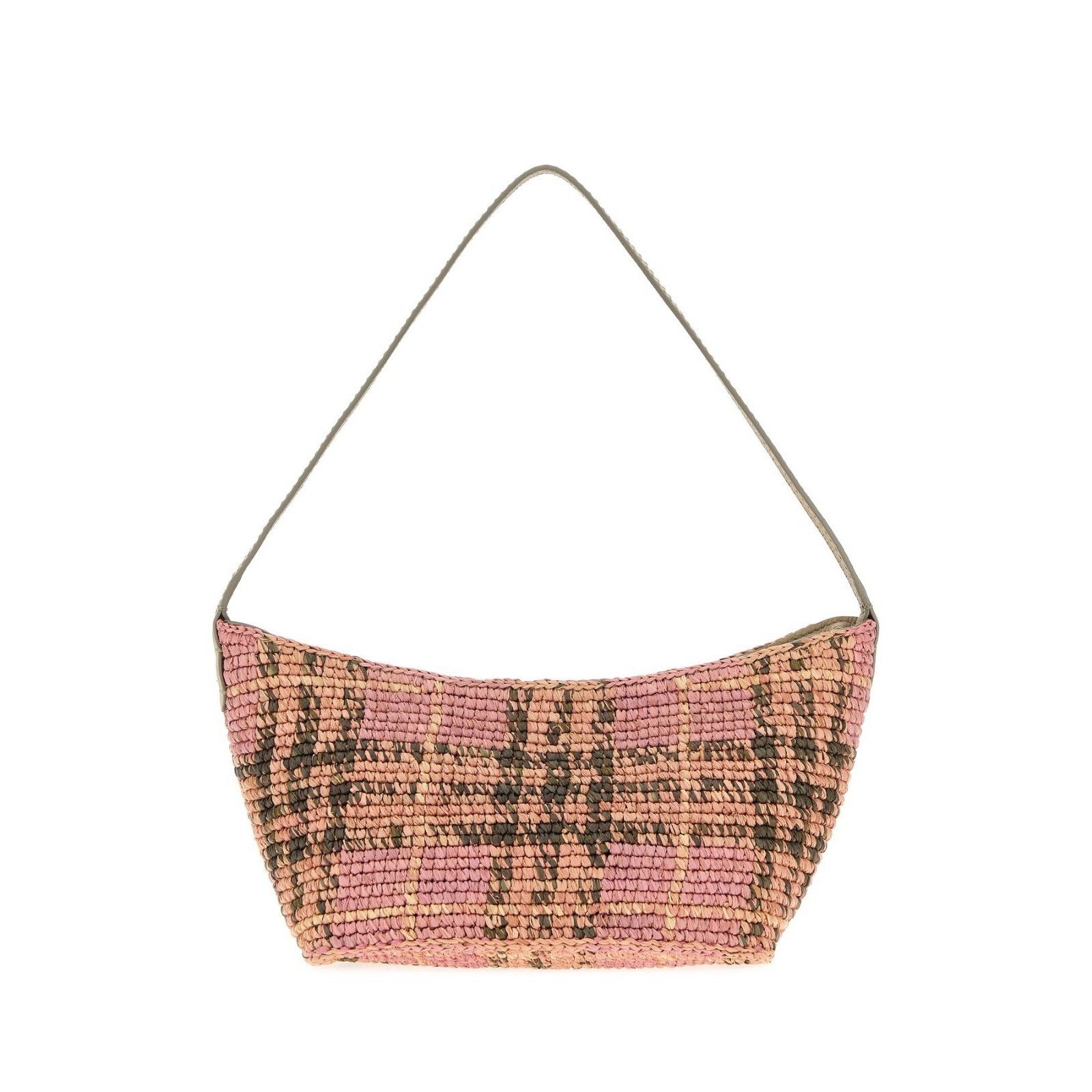 Burberry Mini Margate Pink Embroidered Raffia Shoulder Bag N, Women's