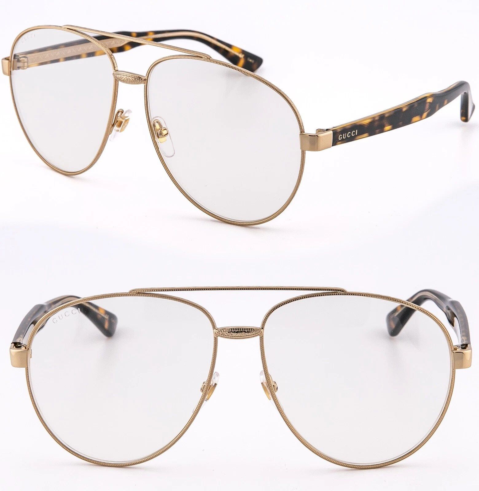 Gucci GUCCI GG0054S 0054 Tortoise Aviator Unisex Sunglasses 004 Size ONE SIZE - 1 Thumbnail