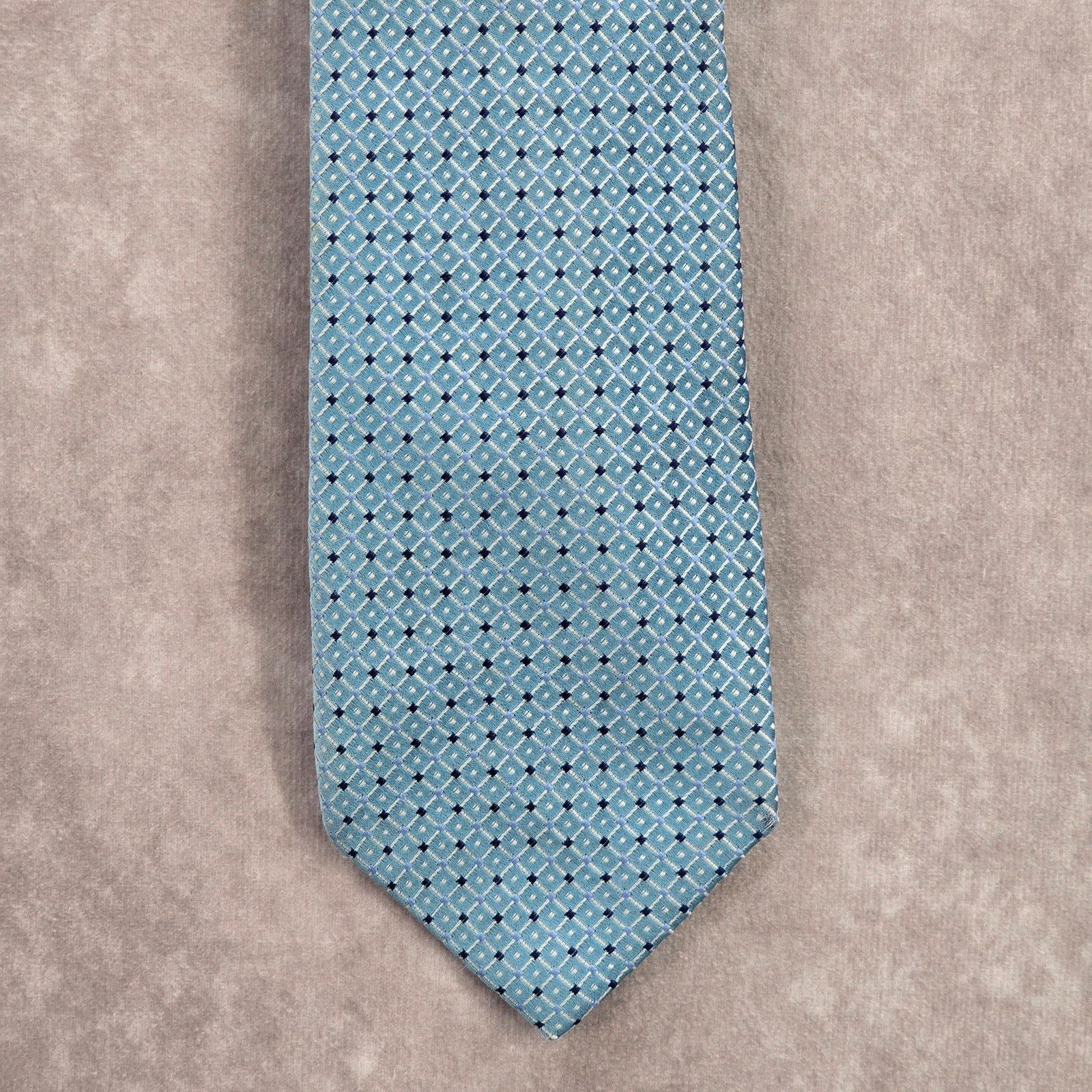 Geoffrey Beene Geoffrey Beene Blue Polka Dot Diamond Silk Neck Tie Size 30 - 1 Thumbnail