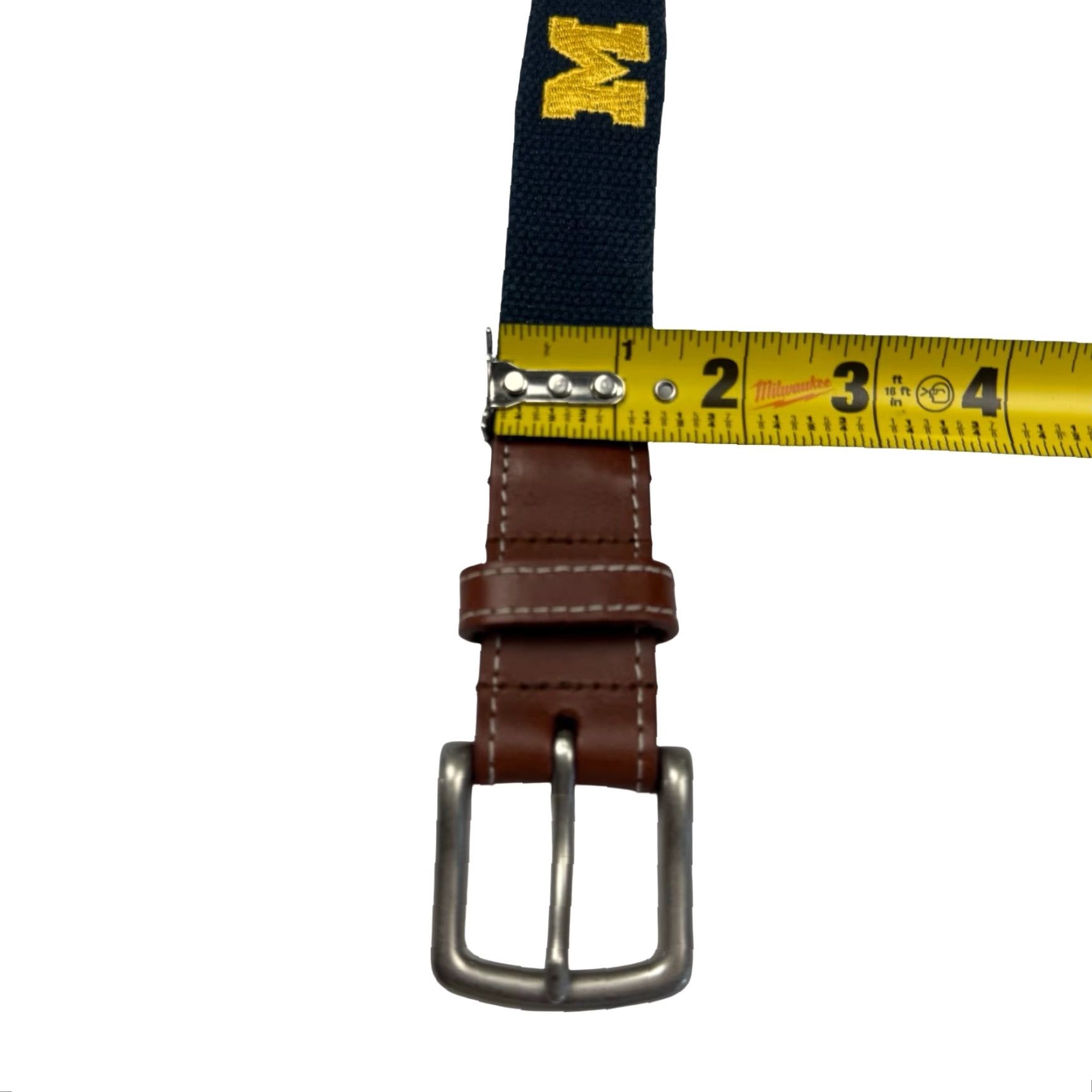 Vintage University of Michigan Mens Belt Blue 38 Logo Embroidered Woven Fabric Braided/Vintage: No Size 38 - 3 Thumbnail