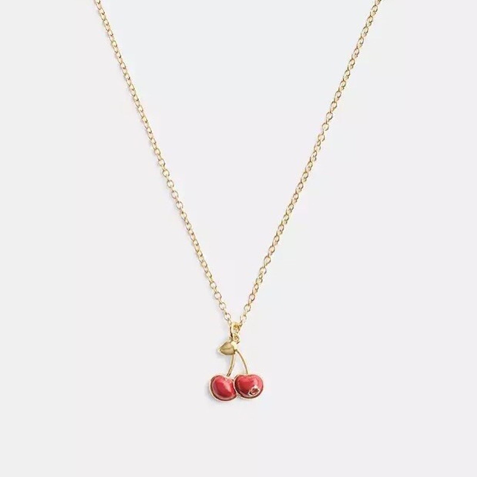 Coach NEW Coach Cherry Charm Pendant Necklace Gold/Red CAA18 Size ONE SIZE - 5 Thumbnail