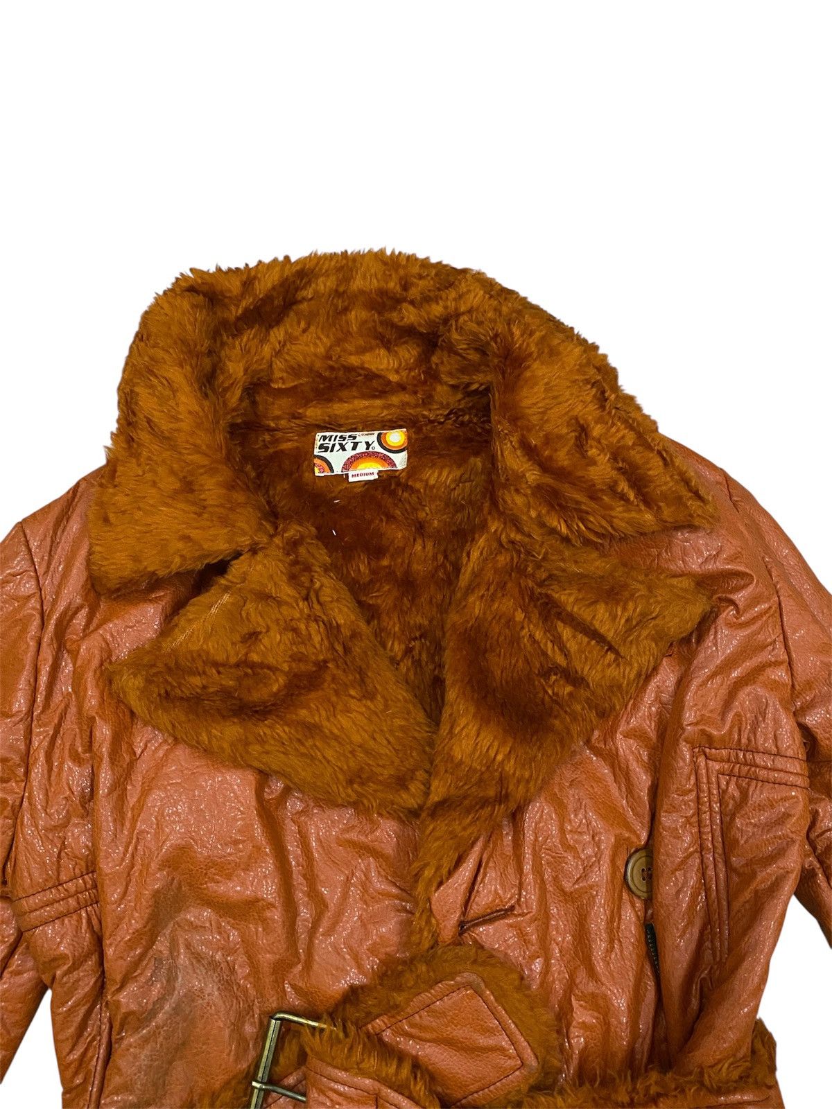 Miss Sixty Miss Sixty Y2K Faux Leather Fur Jacket – Belted Cropped Fit Size M / US 6-8 / IT 42-44 - 3 Thumbnail