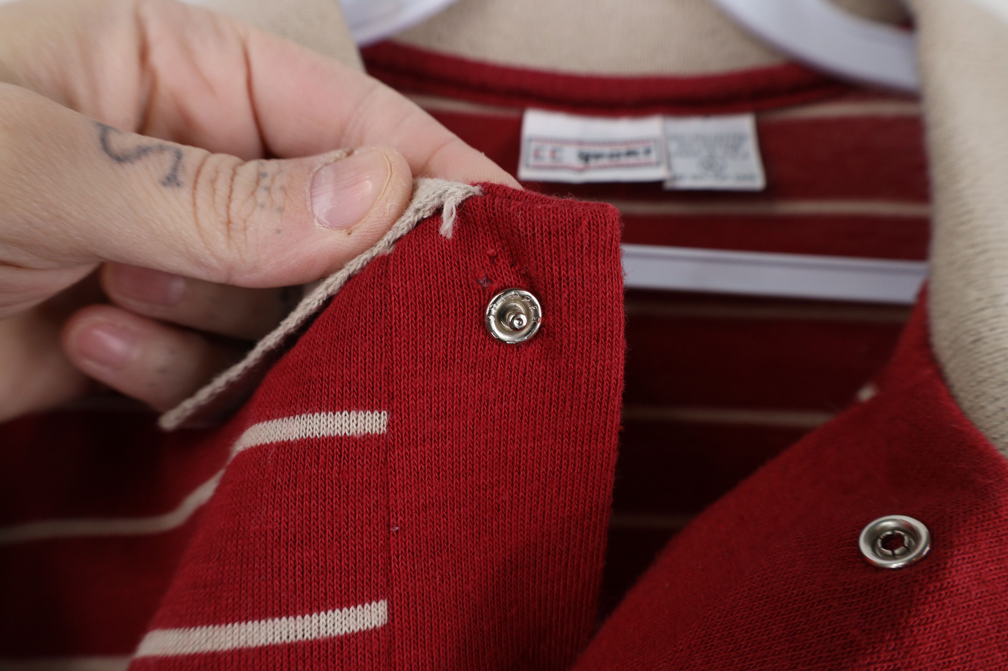 Vintage Vintage 70s 80s Streetwear Knit Collared Polo Shirt Red USA Size US XL / EU 56 / 4 - 4 Thumbnail