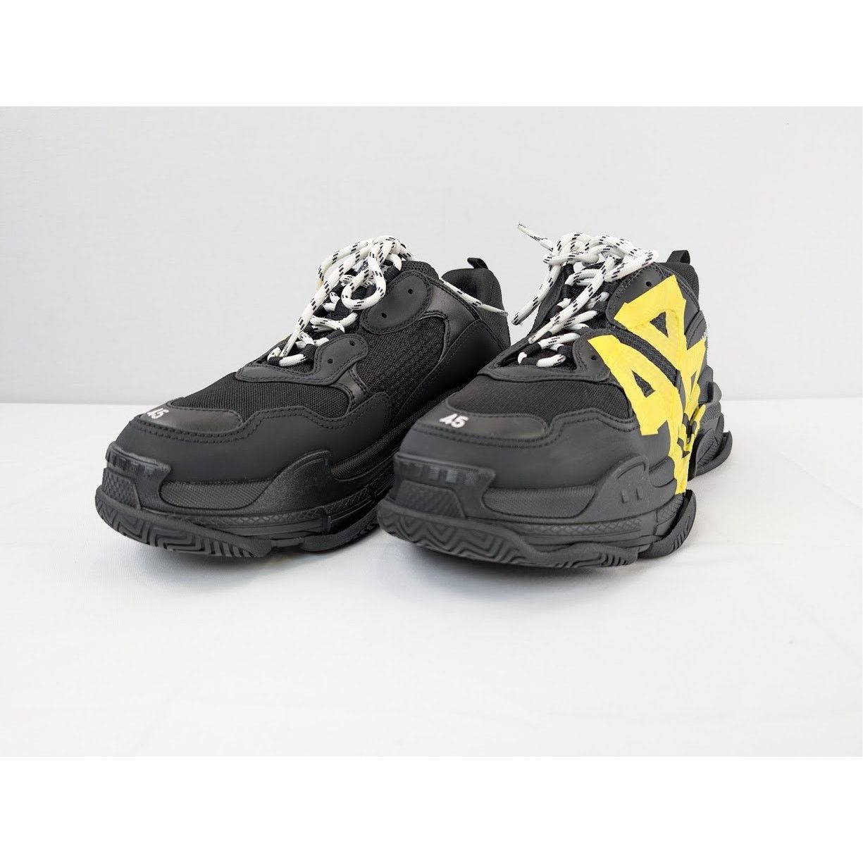 Balenciaga o1rshd1 Triple S Sneakers in Black/Yellow Size US 12 / EU 45 - 6 Thumbnail