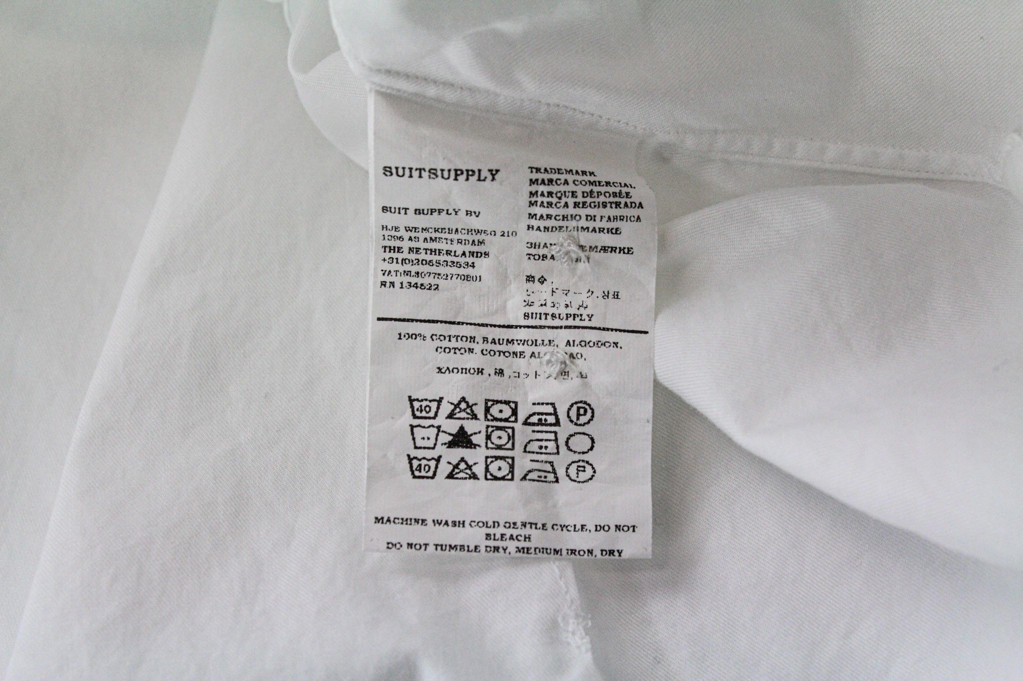 Suitsupply ~XS Slim White Cotton Cutaway Collared Twill 72602 Size US XS / EU 42 / 0 - 5 Thumbnail