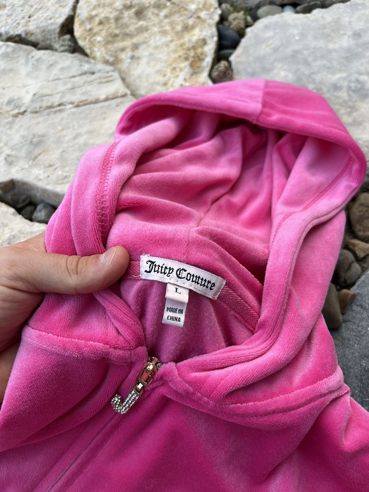 Juicy Couture × Vintage Vintage Juicy Couture y2k velvet zip hoodie basic sweatshirt Size L / US 10 / IT 46 - 12 Thumbnail
