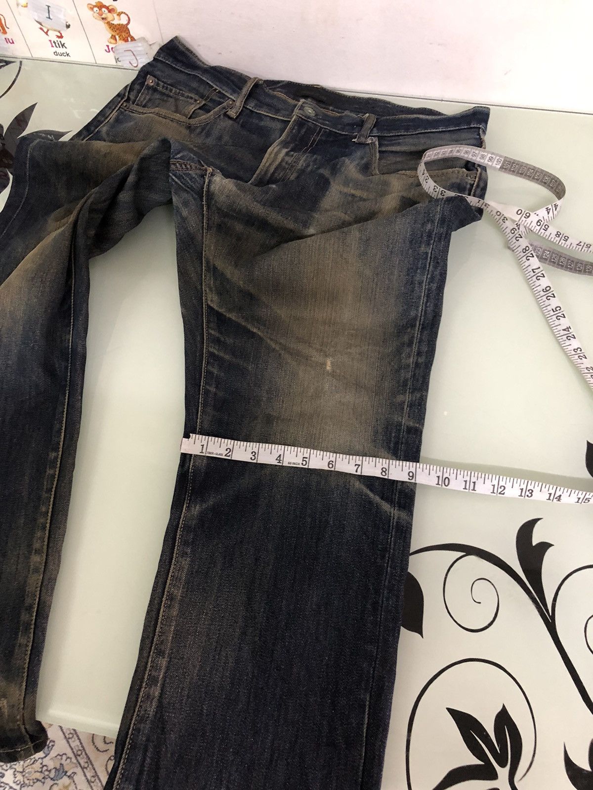 Uniqlo Uniqlo Flare Distressed Kaihara Denim Wax Jeans Straight Cut Size US 35 - 22 Thumbnail
