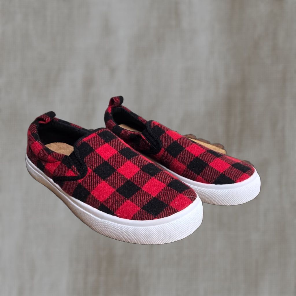 Vintage Maurices Red Plaid Moccasin Slippers Women’s 10M Faux Fur Comfort Size US 10 / IT 40 - 1 Thumbnail