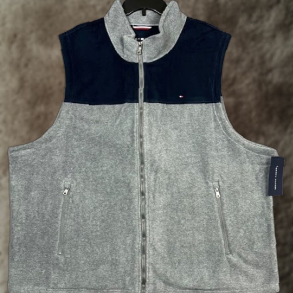 Tommy Hilfiger Tommy Hilfiger Mens Fleece Vest 3XL Light Gray-Blue Zippered Pockets Size US XXL / EU 58 / 5 - 1 Thumbnail