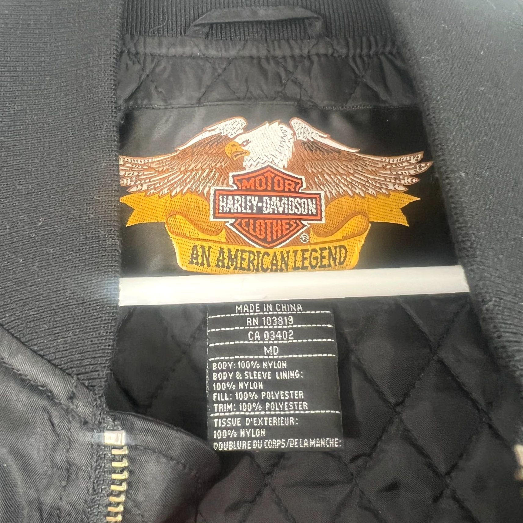 Harley Davidson VTG Harley-Davidson Jacket Windbreaker Medium M Black Nylon Lined Zip Snap Logo Embroidered Biker Fashion Size US M / EU 48-50 / 2 - 4 Thumbnail