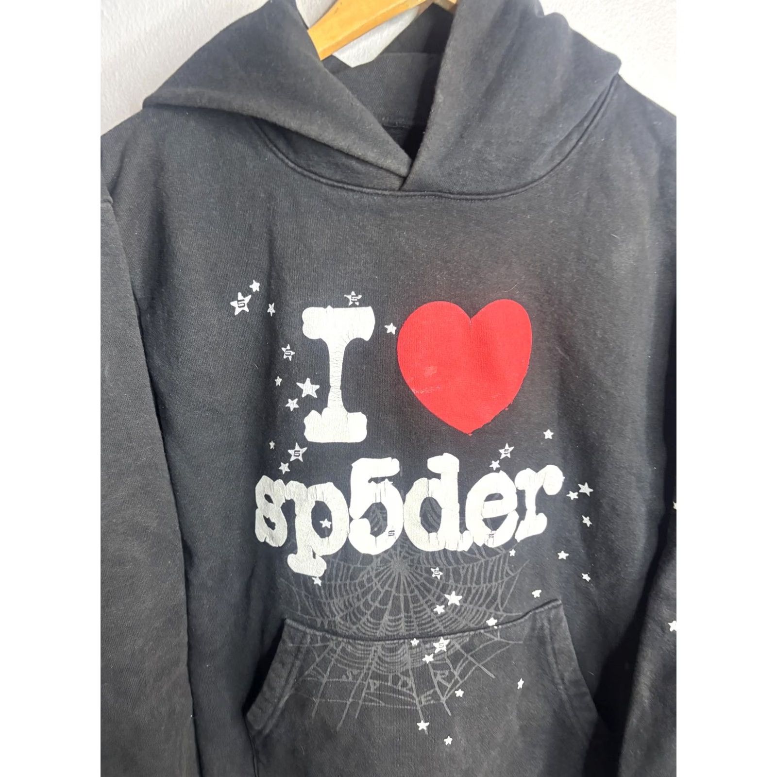 Logo 7 Sp5der Hoodie Mens Small Black I Heart Logo Pullover Fleece Graphic Sweatshirt Size US S / EU 44-46 / 1 - 2 Thumbnail