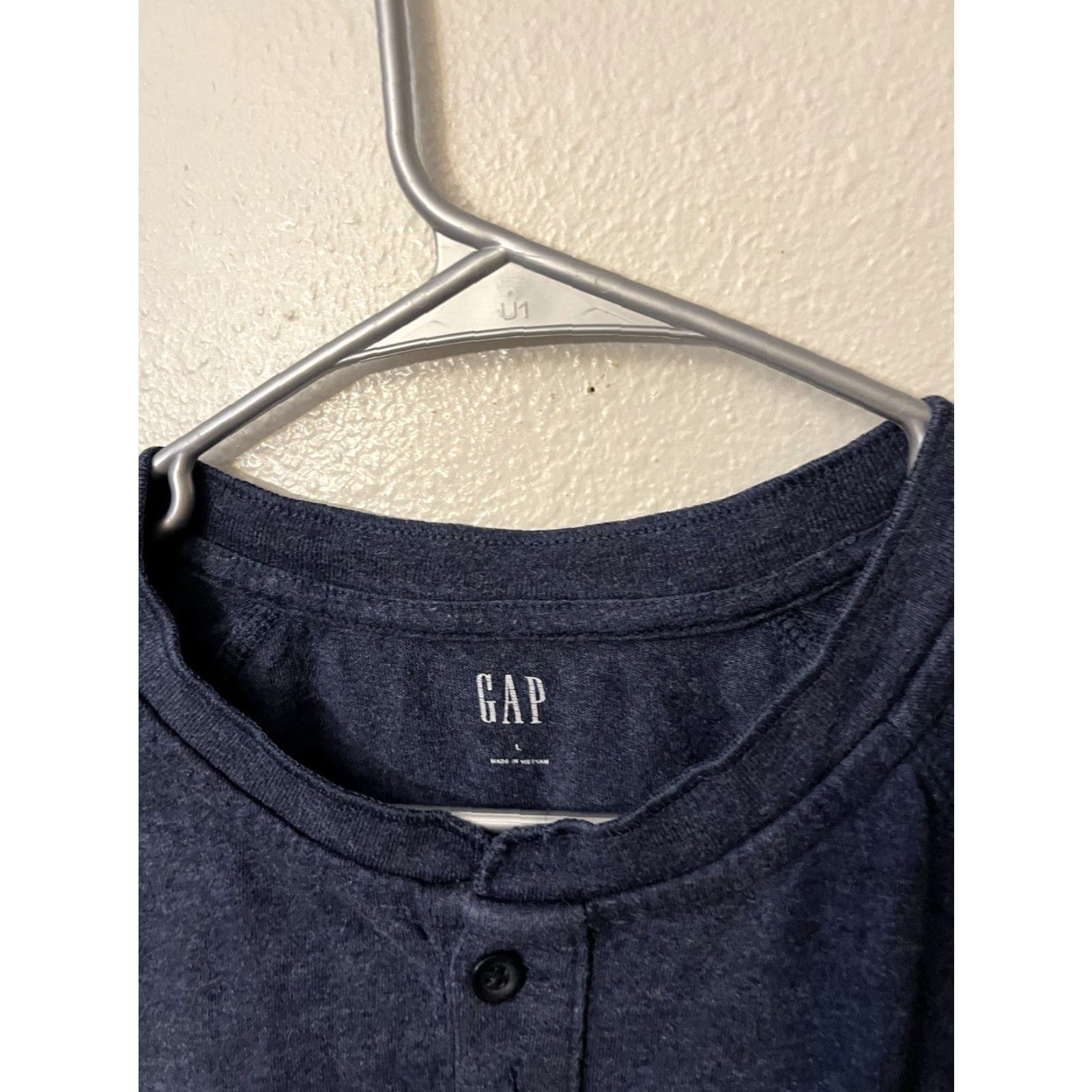 Gap VINTAGE Gap Henley Shirt Mens Large Charcoal Navy Blue Pullover Crew Neck Long Sleeve L Size US L / EU 52-54 / 3 - 3 Thumbnail