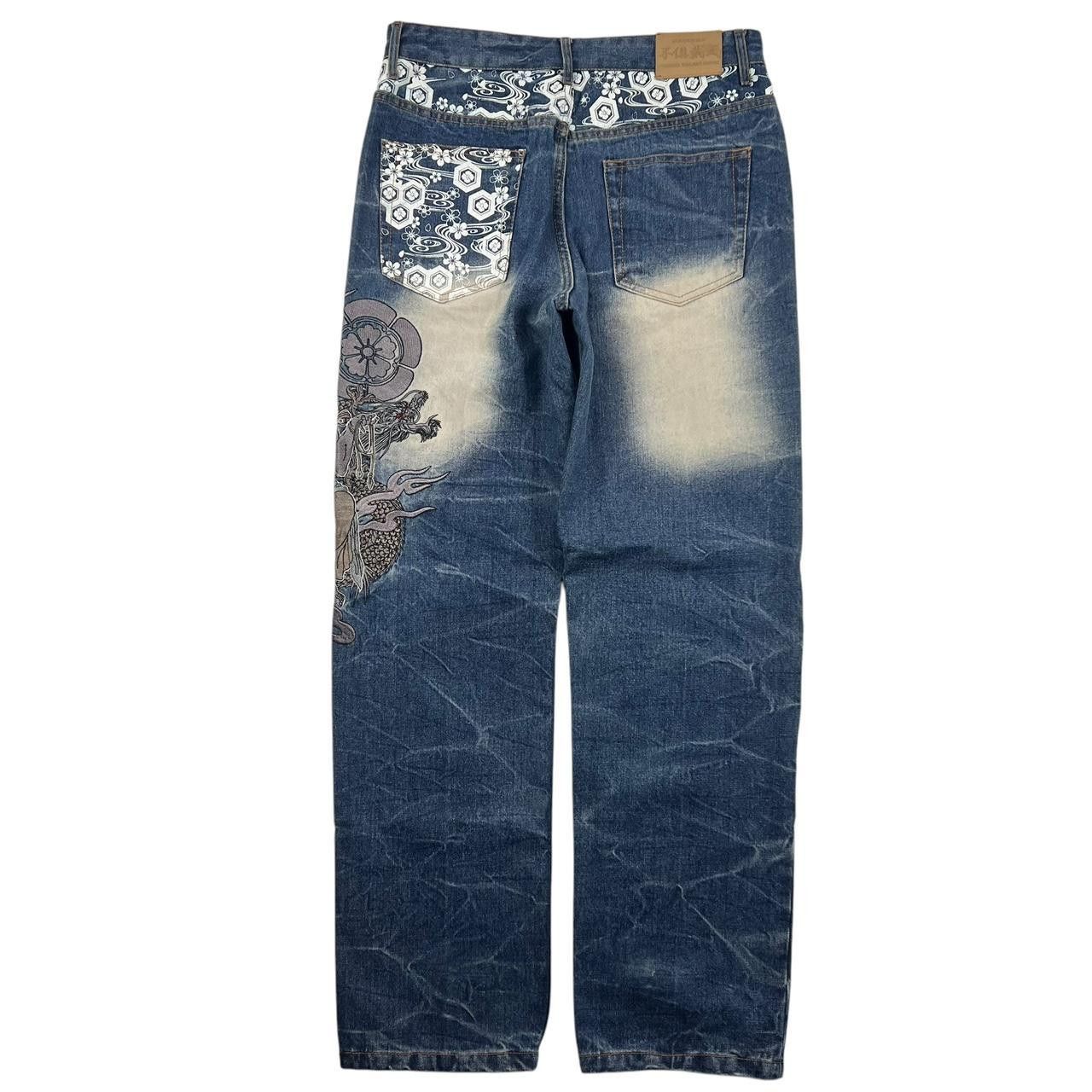 Japanese Brand Vintage Embroidered Dragon Japanese Denim Jeans - Waist: 32 Size US 32 / EU 48 - 6 Thumbnail
